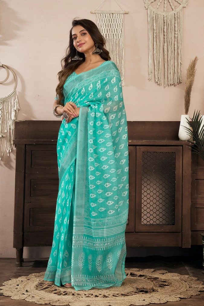 Meera 329 Linen Printed Ready to Wear Fancy Saree Collection - Image 5