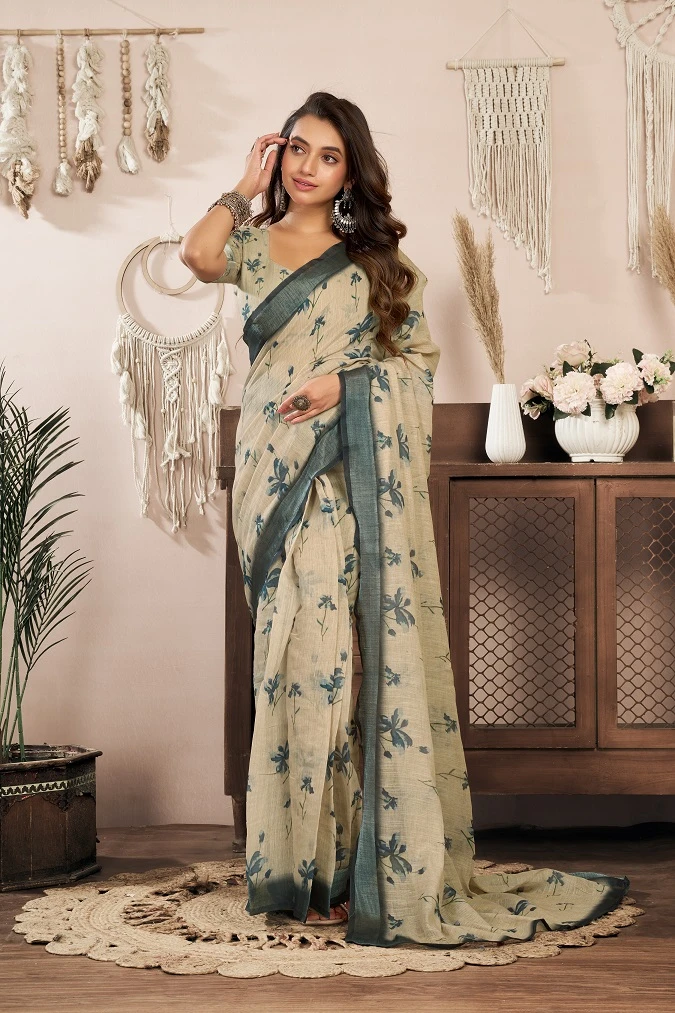 Meera 329 Linen Printed Ready to Wear Fancy Saree Collection - Image 7