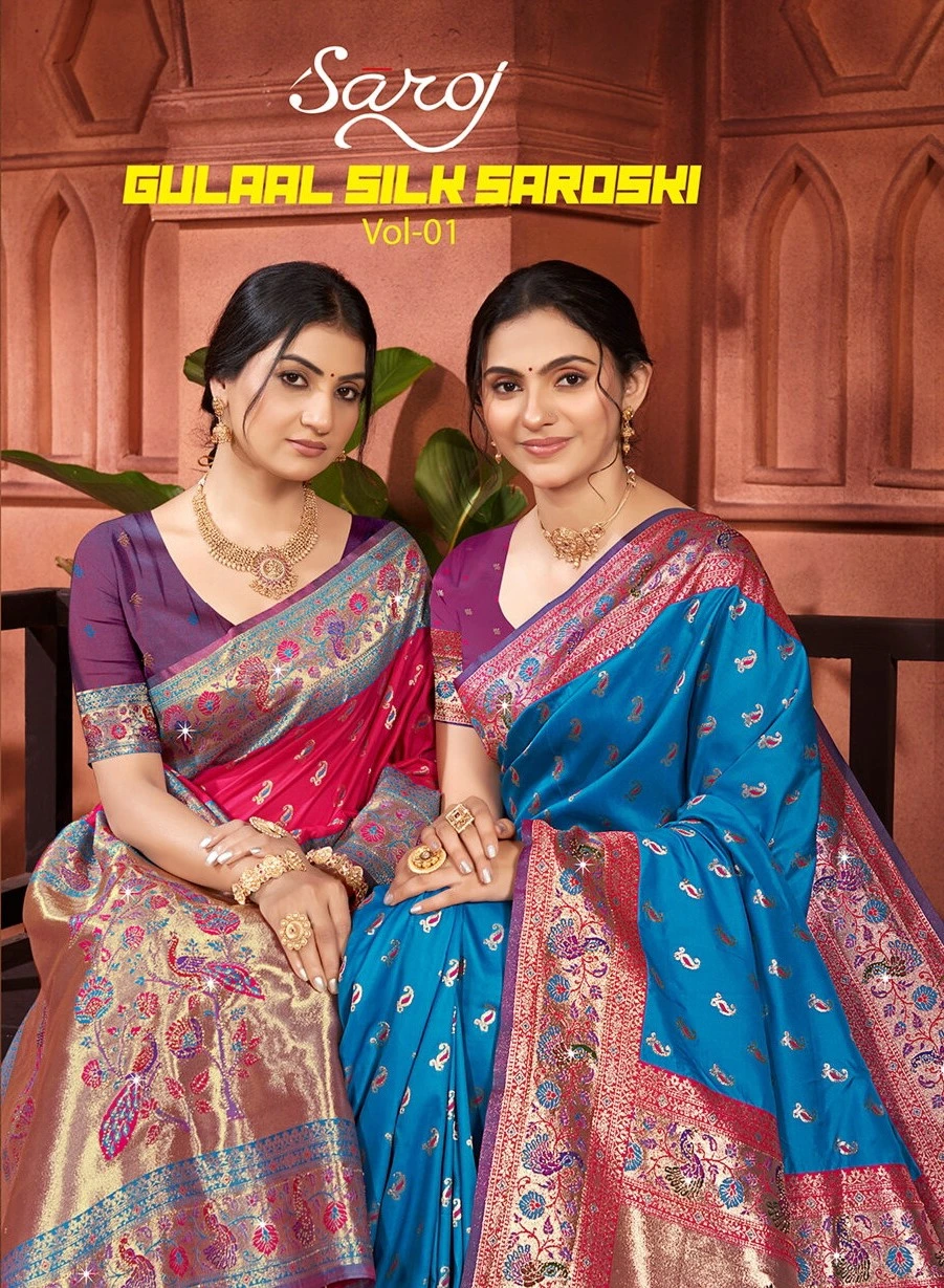 Saroj Gulaal Silk Saroski Vol 1 Soft Silk Saroski Worked Saree Collection