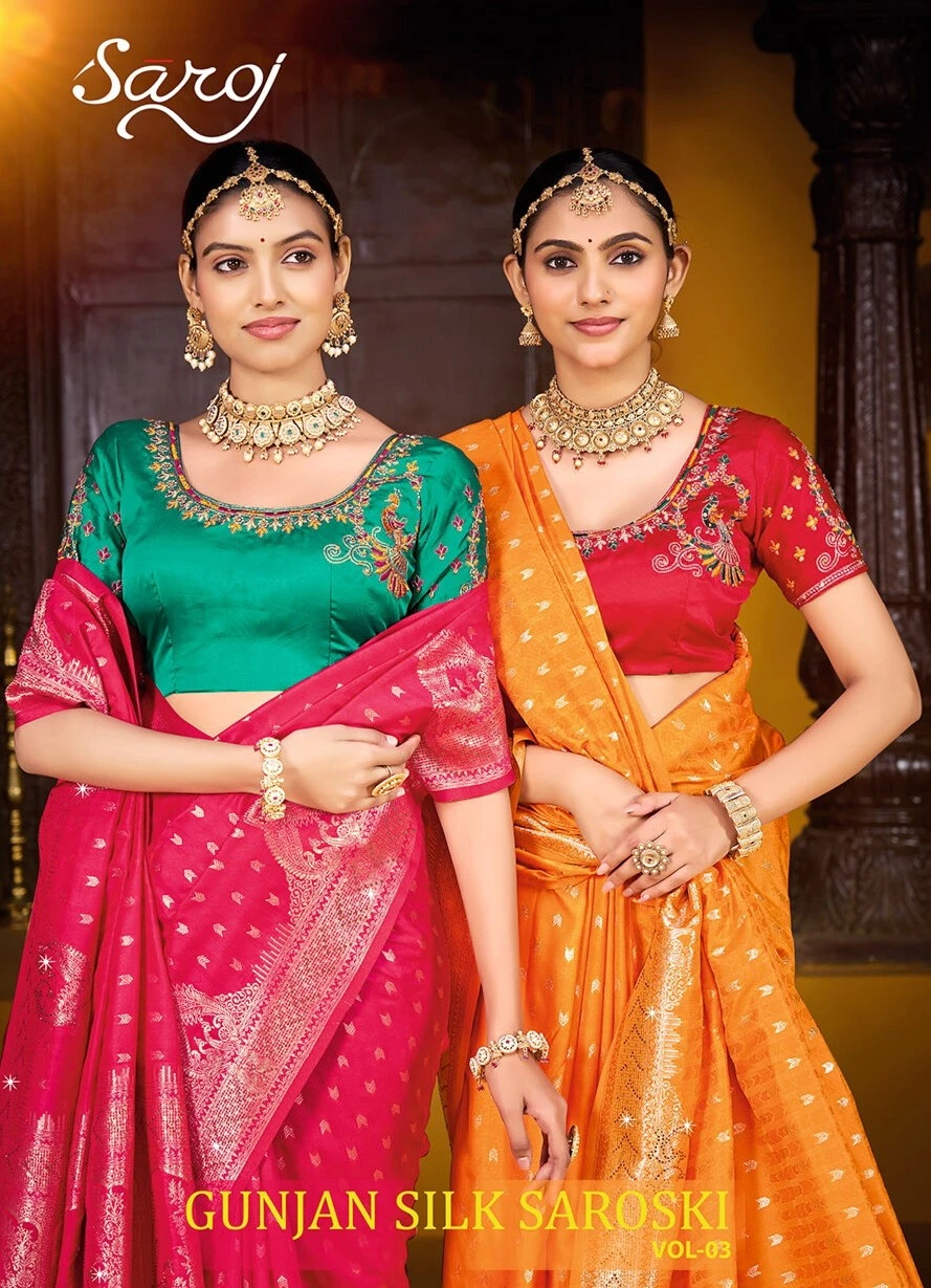 Saroj Gunjan Silk Saroski Vol 3 Silk Embroidery Saree Collection