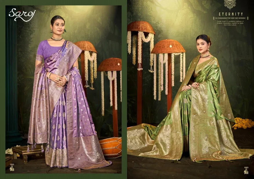 Saroj Rajdarbar Satin Saroski Vol 1 Silk Satin Saree Collection - Image 3