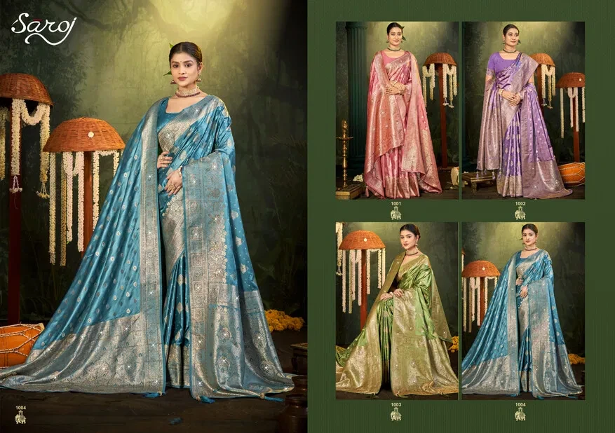 Saroj Rajdarbar Satin Saroski Vol 1 Silk Satin Saree Collection - Image 4