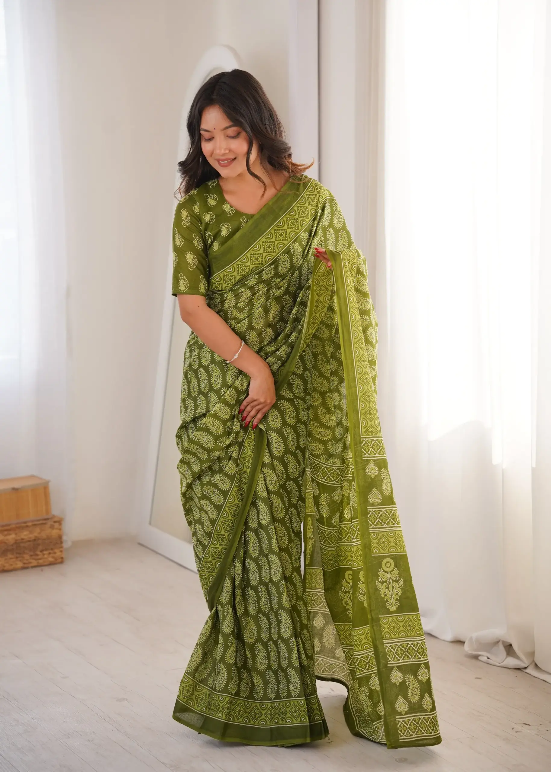 Scdf Bagru a Fancy Cotton Printed Saree Collection - Image 2
