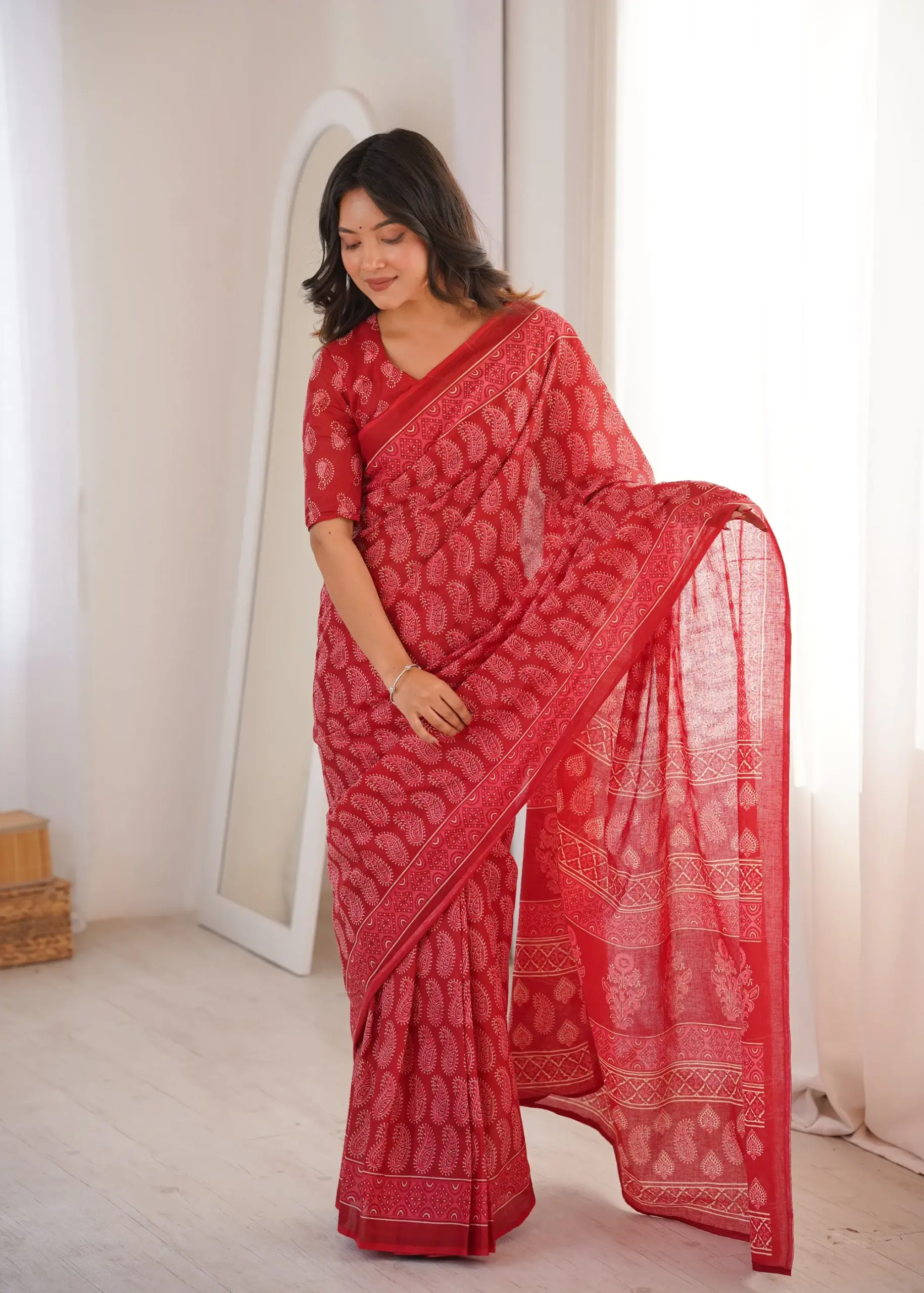 Scdf Bagru a Fancy Cotton Printed Saree Collection - Image 5