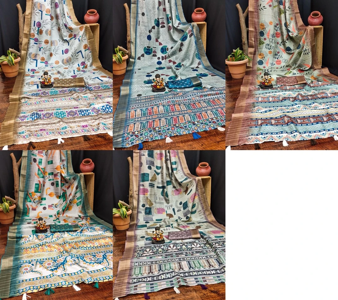 Scvc Radha Handloom Silk Ikkat Printed Fancy Saree Collection - Image 7