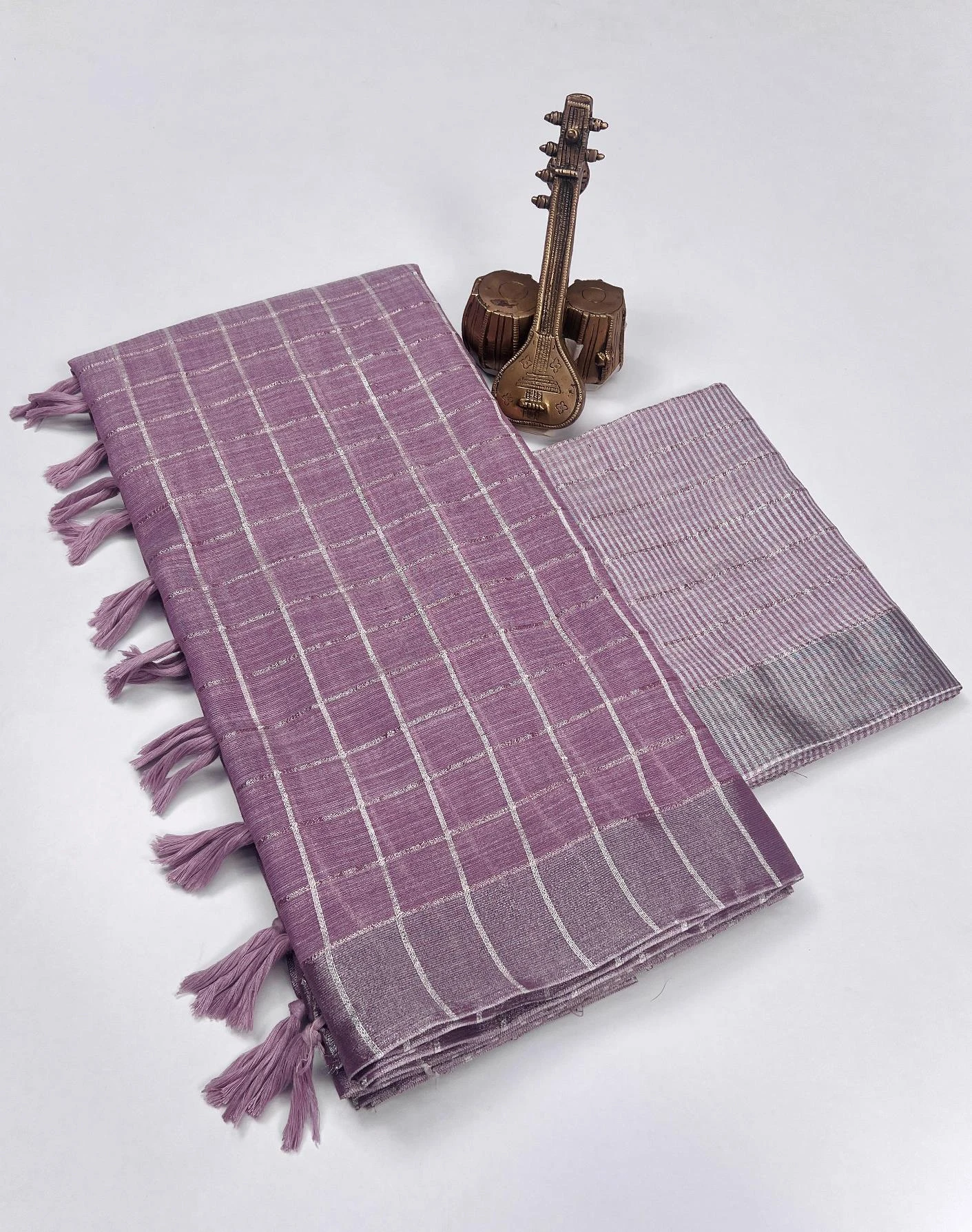 Scwt Linen a Linen Woven Tassel Daily Wear Saree Collection - Image 10