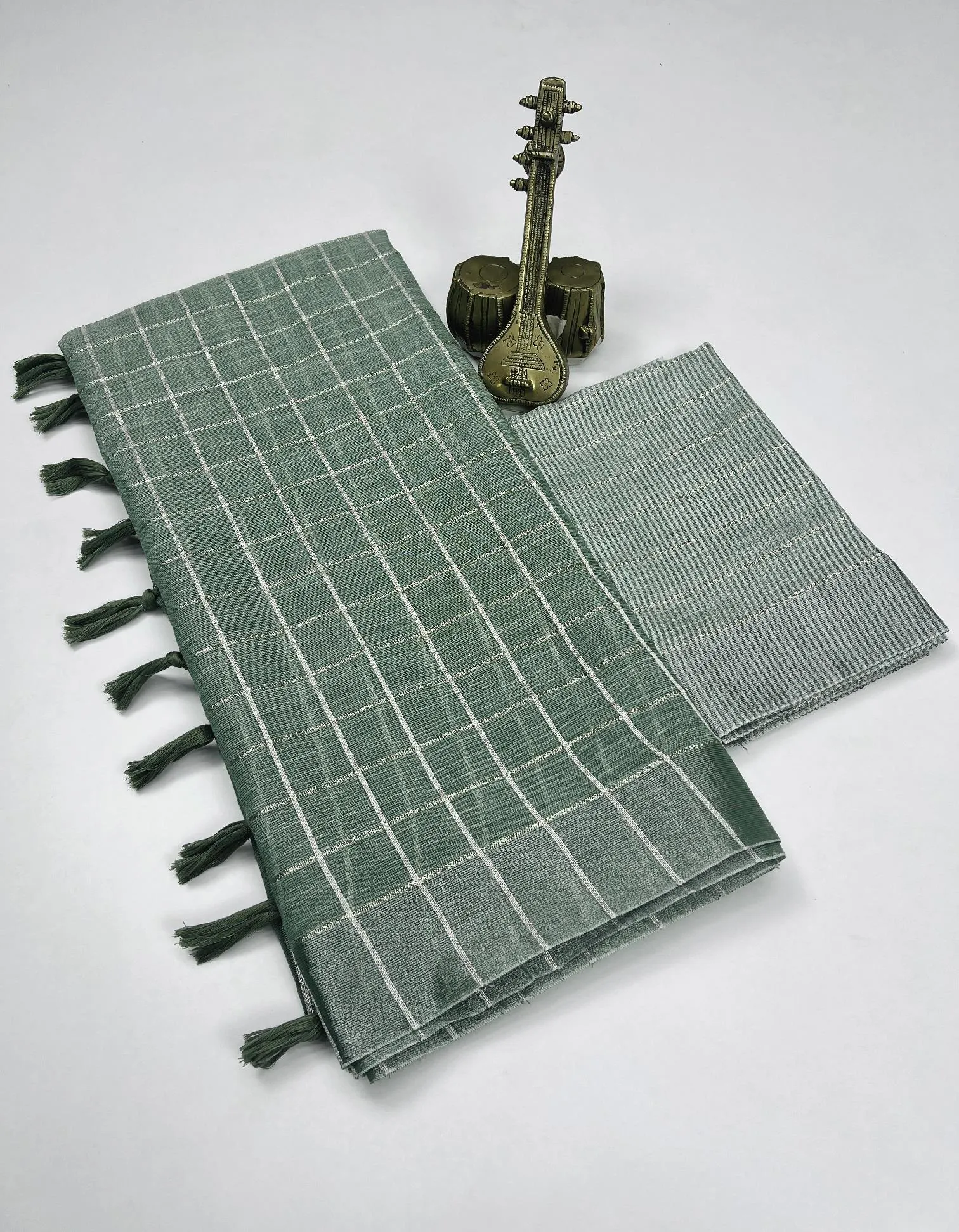 Scwt Linen a Linen Woven Tassel Daily Wear Saree Collection - Image 8