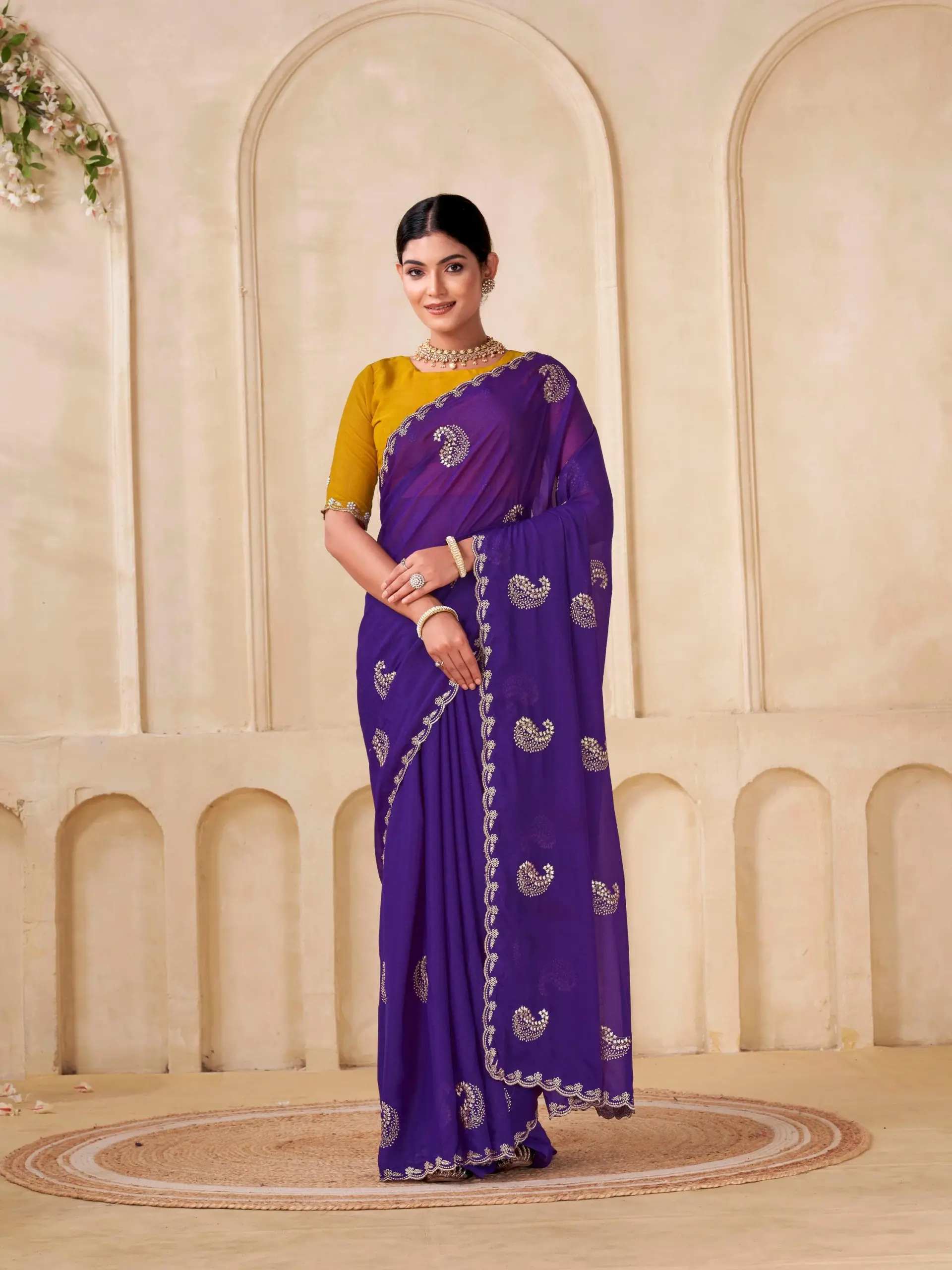 Shanta Modal Georgette Embroidery Zari Worked Saree Collection