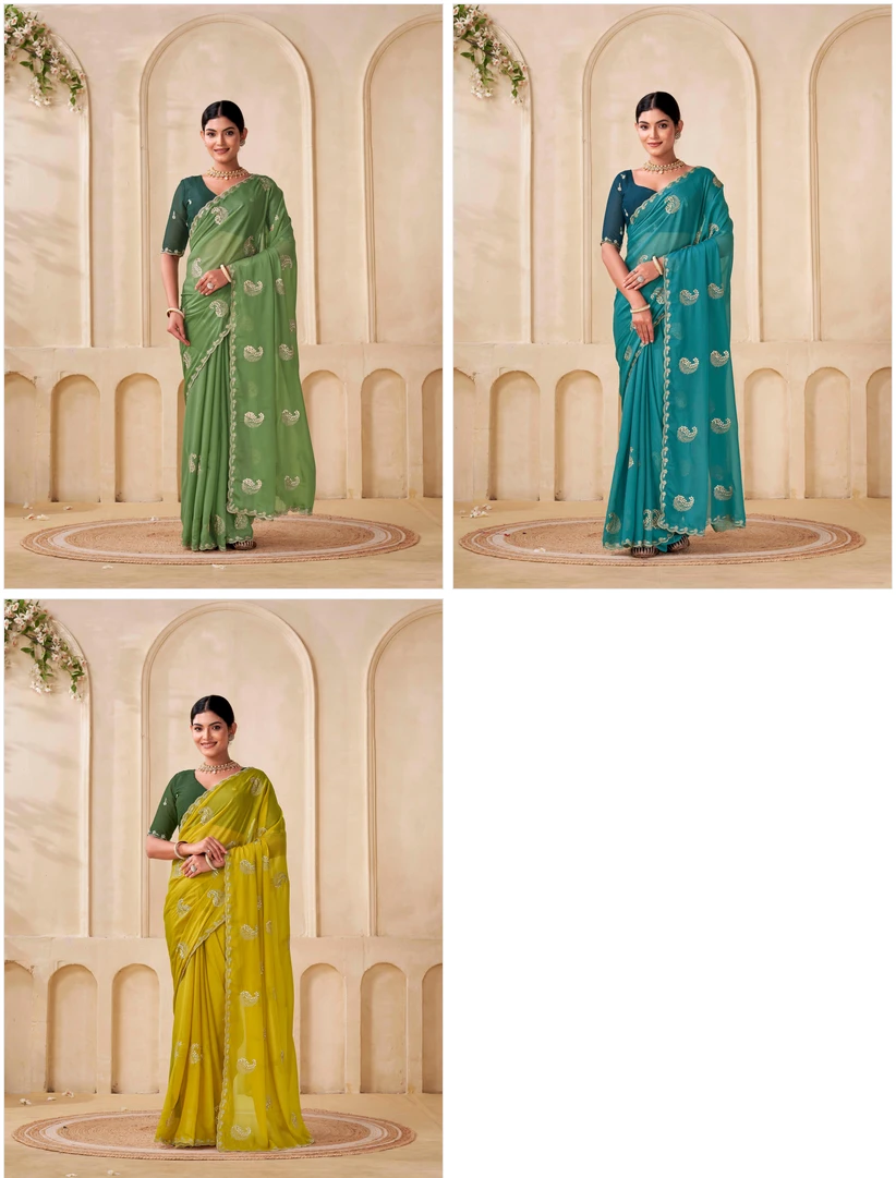 Shanta Modal Georgette Embroidery Zari Worked Saree Collection - Image 10