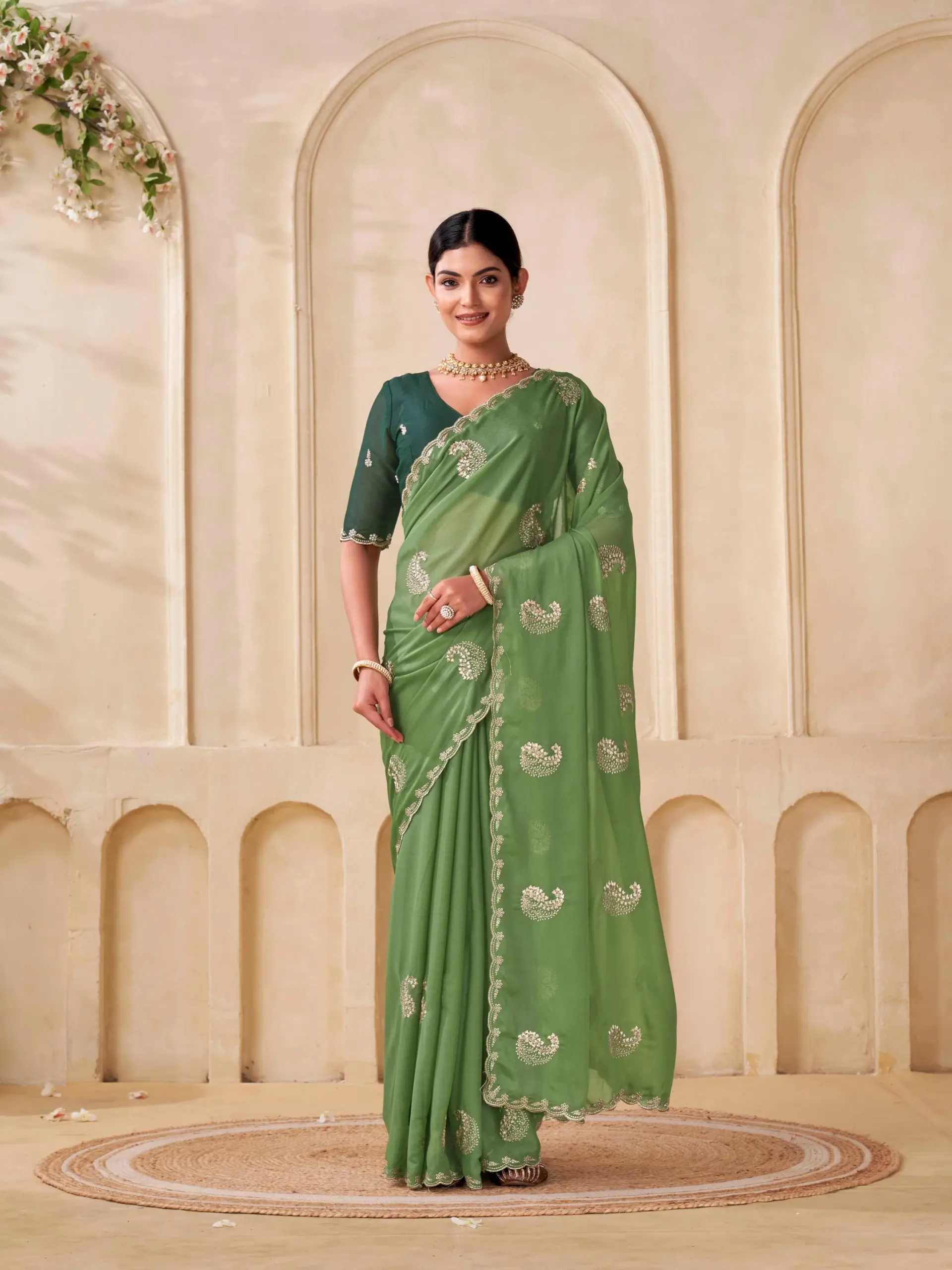 Shanta Modal Georgette Embroidery Zari Worked Saree Collection - Image 6