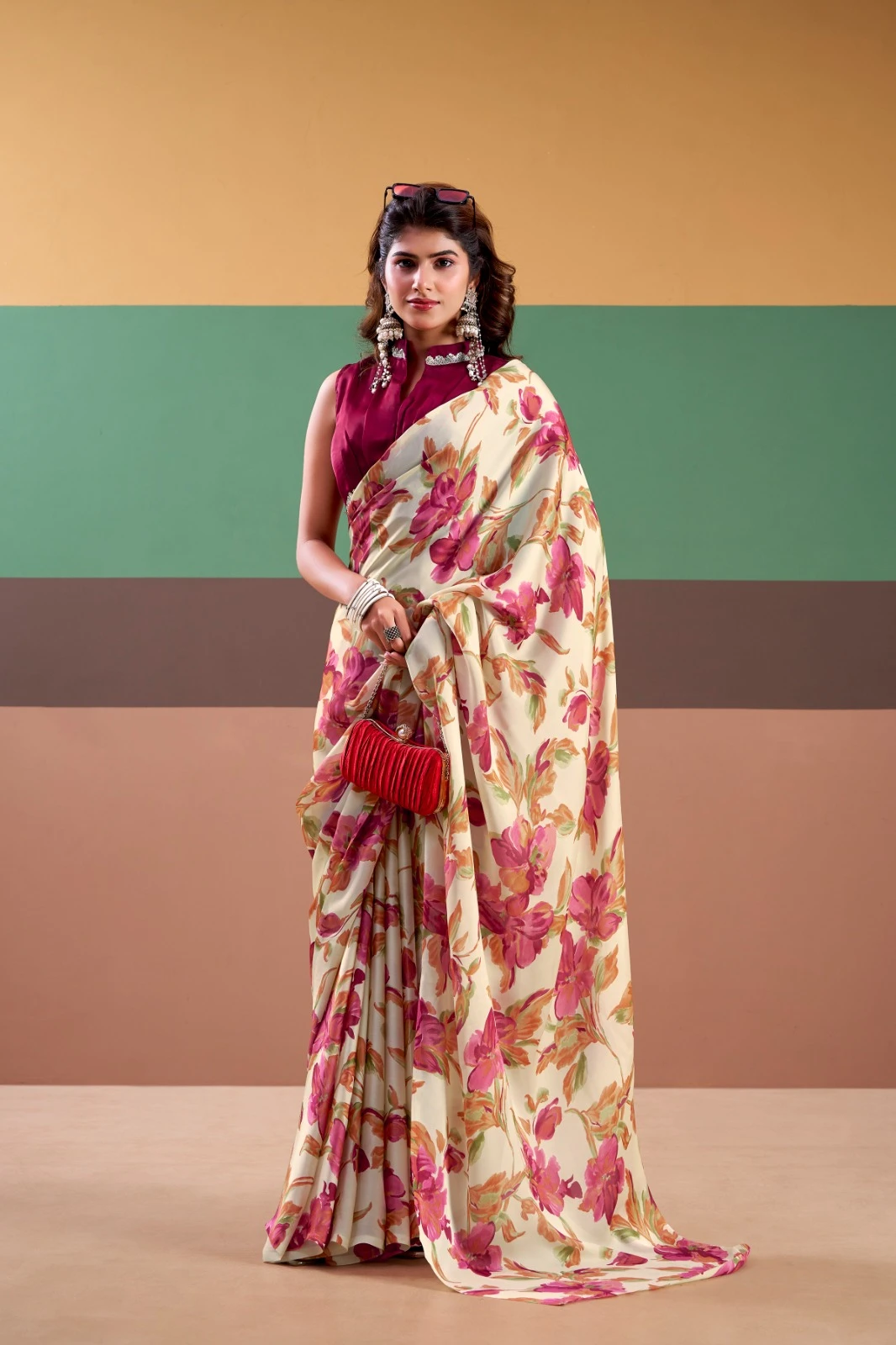 Taraa L 7008 Satin Silk Floral Printed Party Wear Saree Collection - Image 4