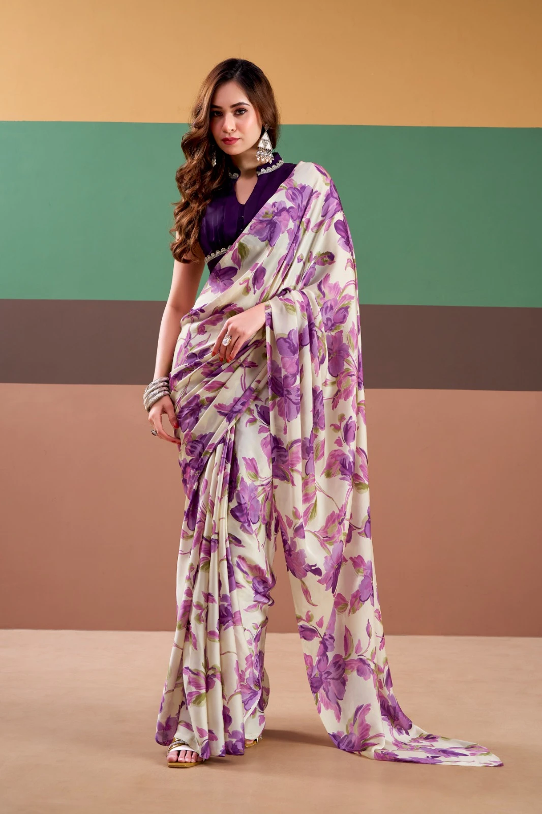 Taraa L 7008 Satin Silk Floral Printed Party Wear Saree Collection - Image 5