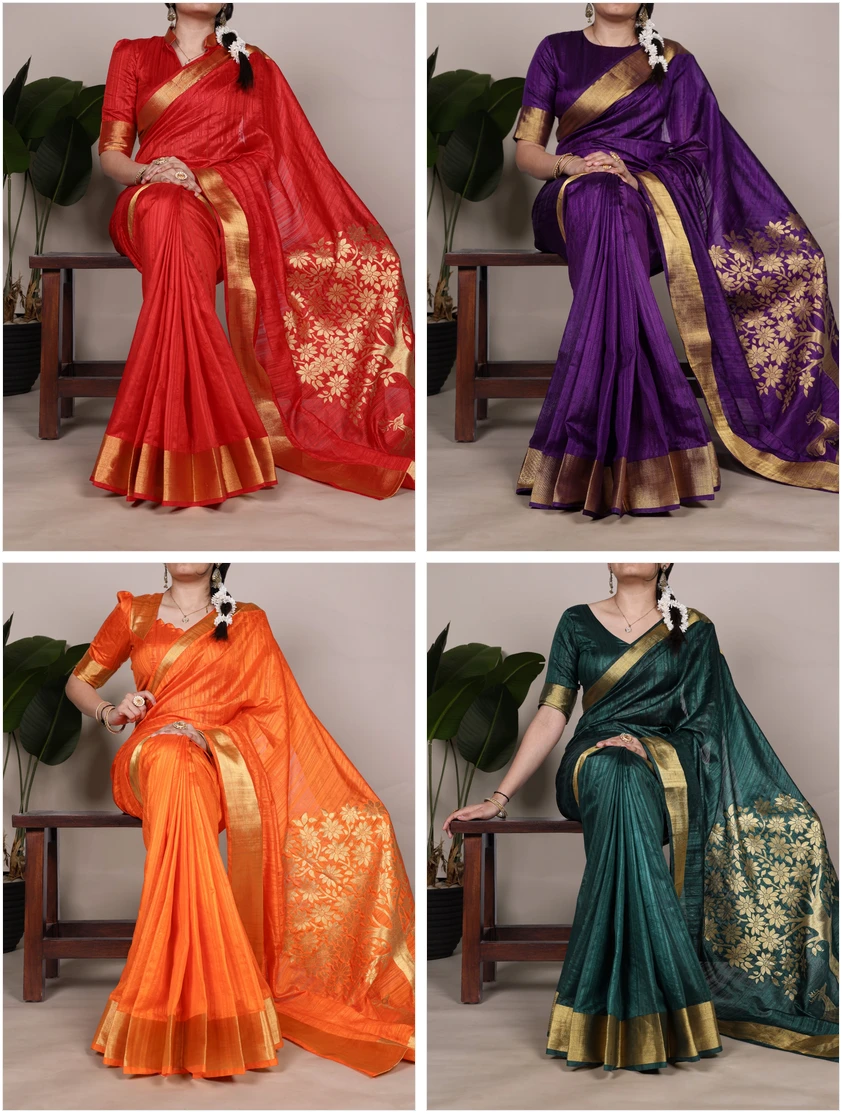 Taraa L 7903 Raw Silk Zari Worked Fancy Saree Collection - Image 6