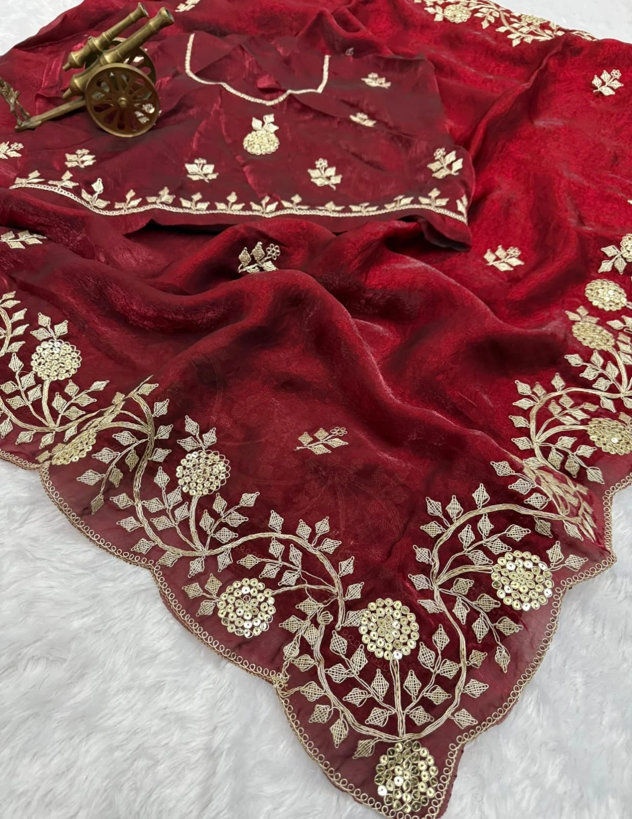 Vt 6083 T Fandy Satin Embroidery Worked Premium Saree Collection - Image 8