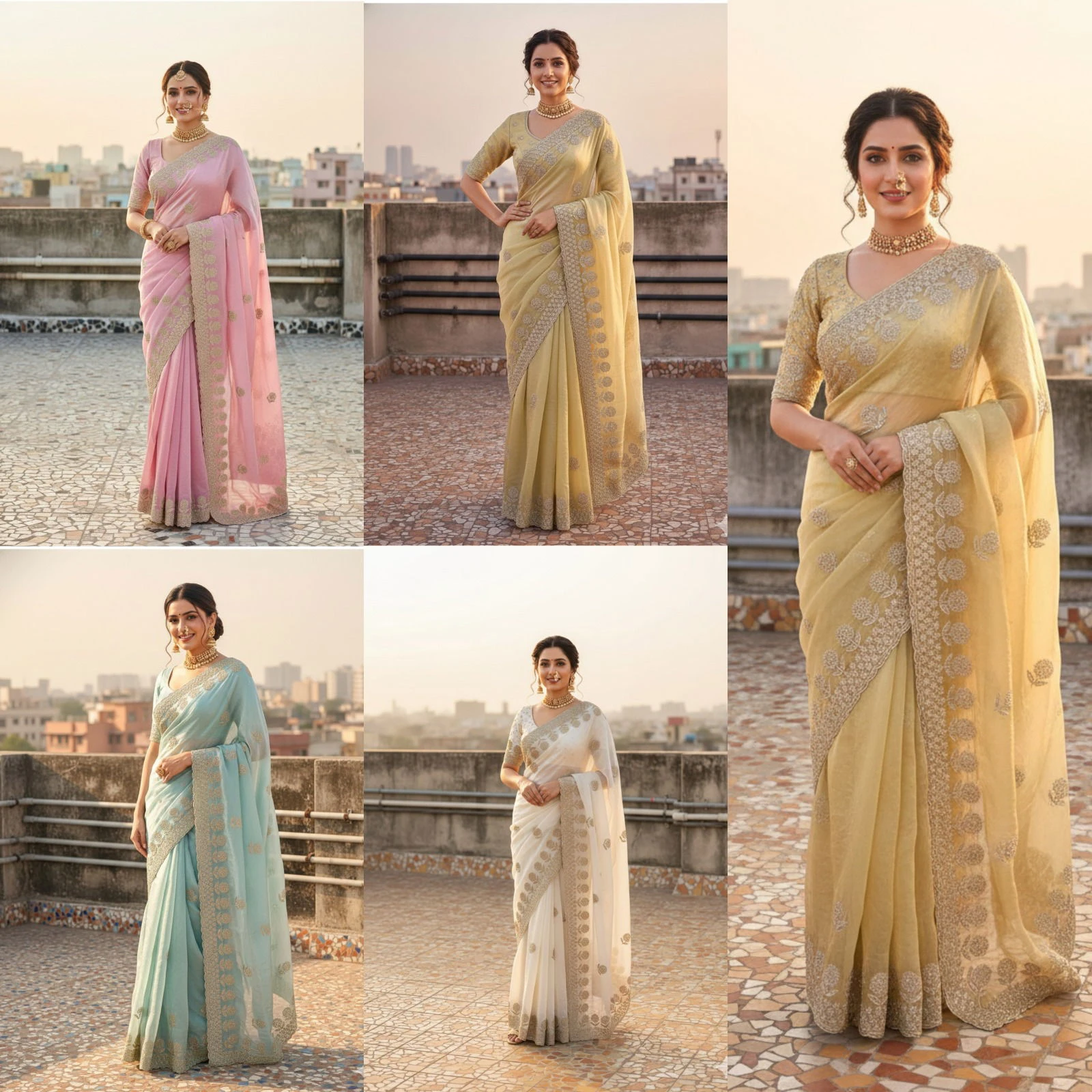 Vt 823 T Premium Fandy Satin Embroidery Saree Collection - Image 7