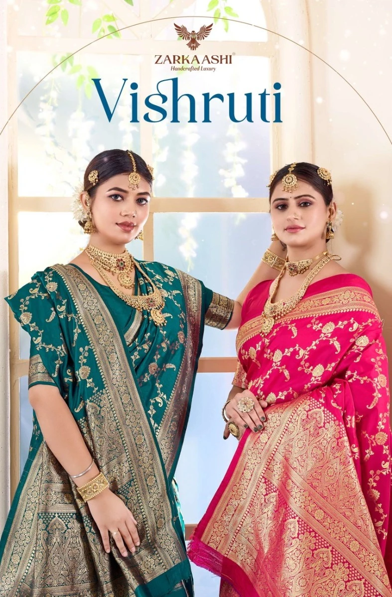 Zarkaashi Vishruti Katan Silk Festival Wear Saree Collection