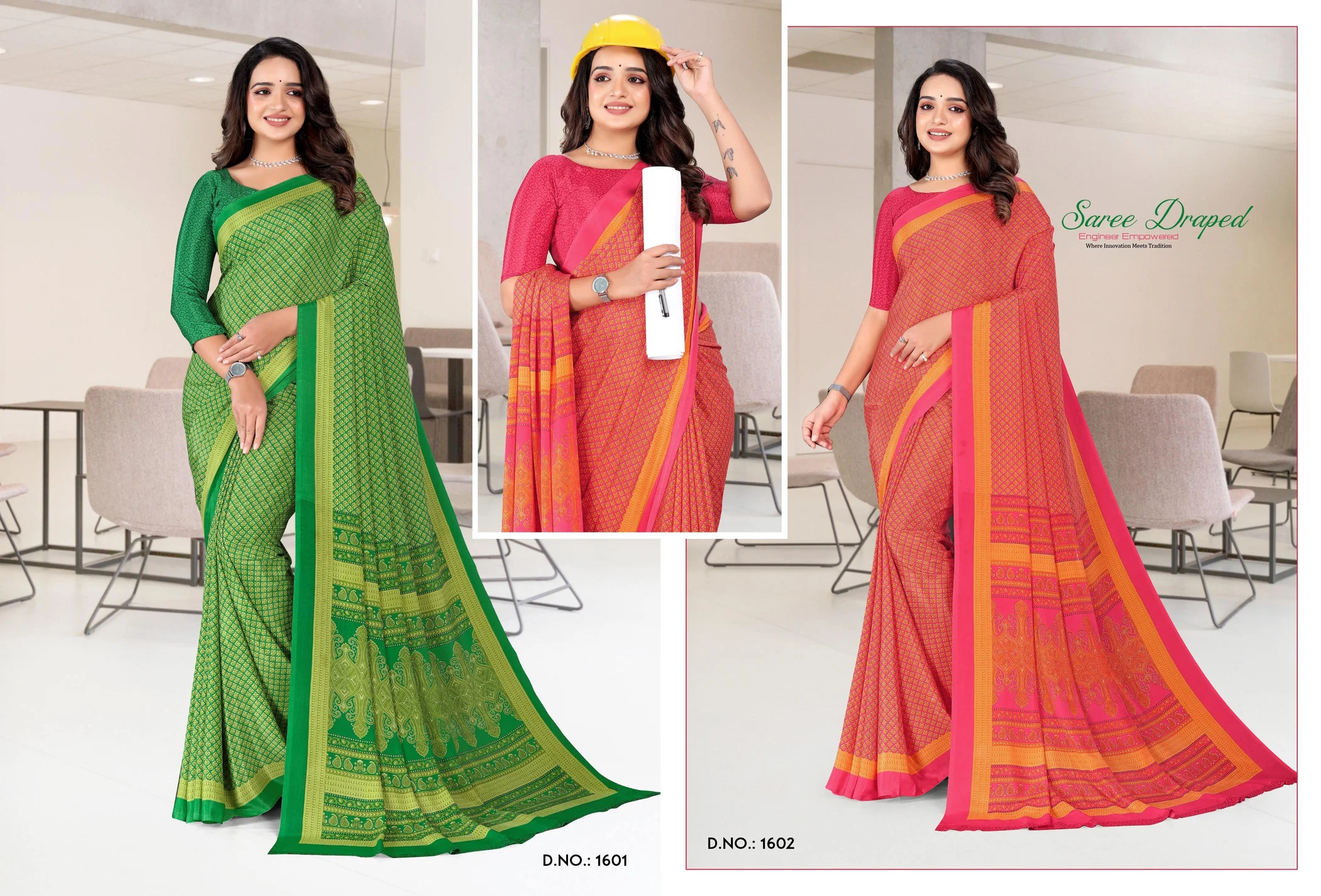 Angoori Crape Vol 7 Printed Crepe Uniform Saree Collection - Image 13