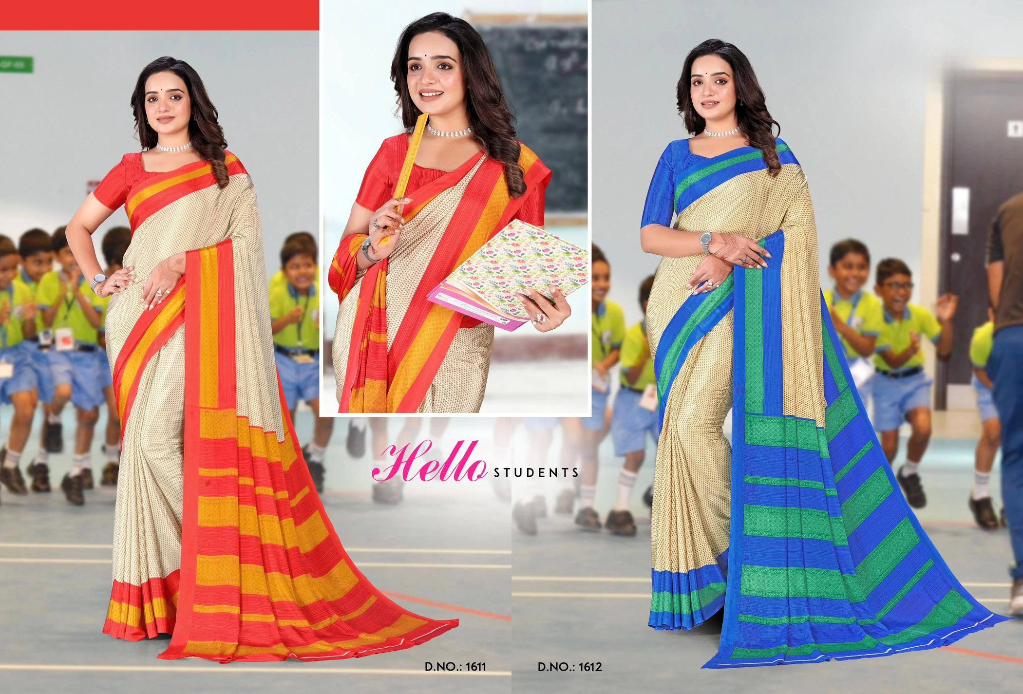 Angoori Crape Vol 7 Printed Crepe Uniform Saree Collection - Image 5