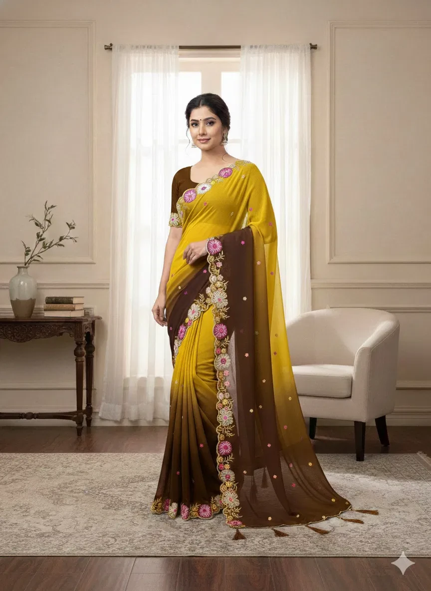 Ds 716 Multi Colour Sequence Embroidery Georgette Saree Collection - Image 3