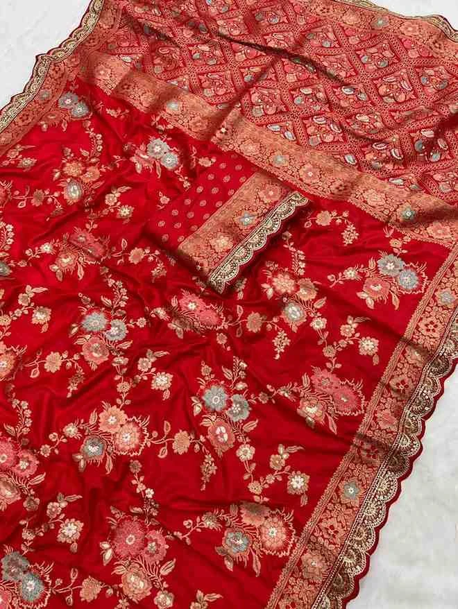 Kc 208 Soft Flowing Pure Dola Silk Wedding Wear Saree Collection