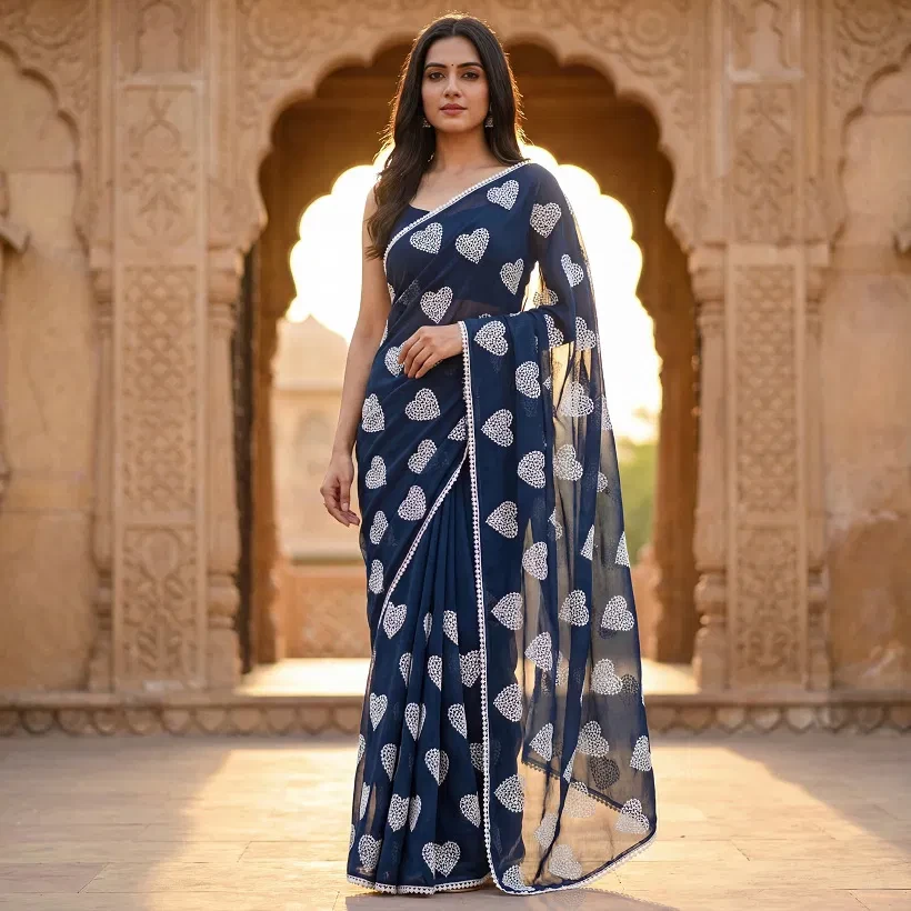 Mahek 212 Embroidery Georgette Party Wear Saree