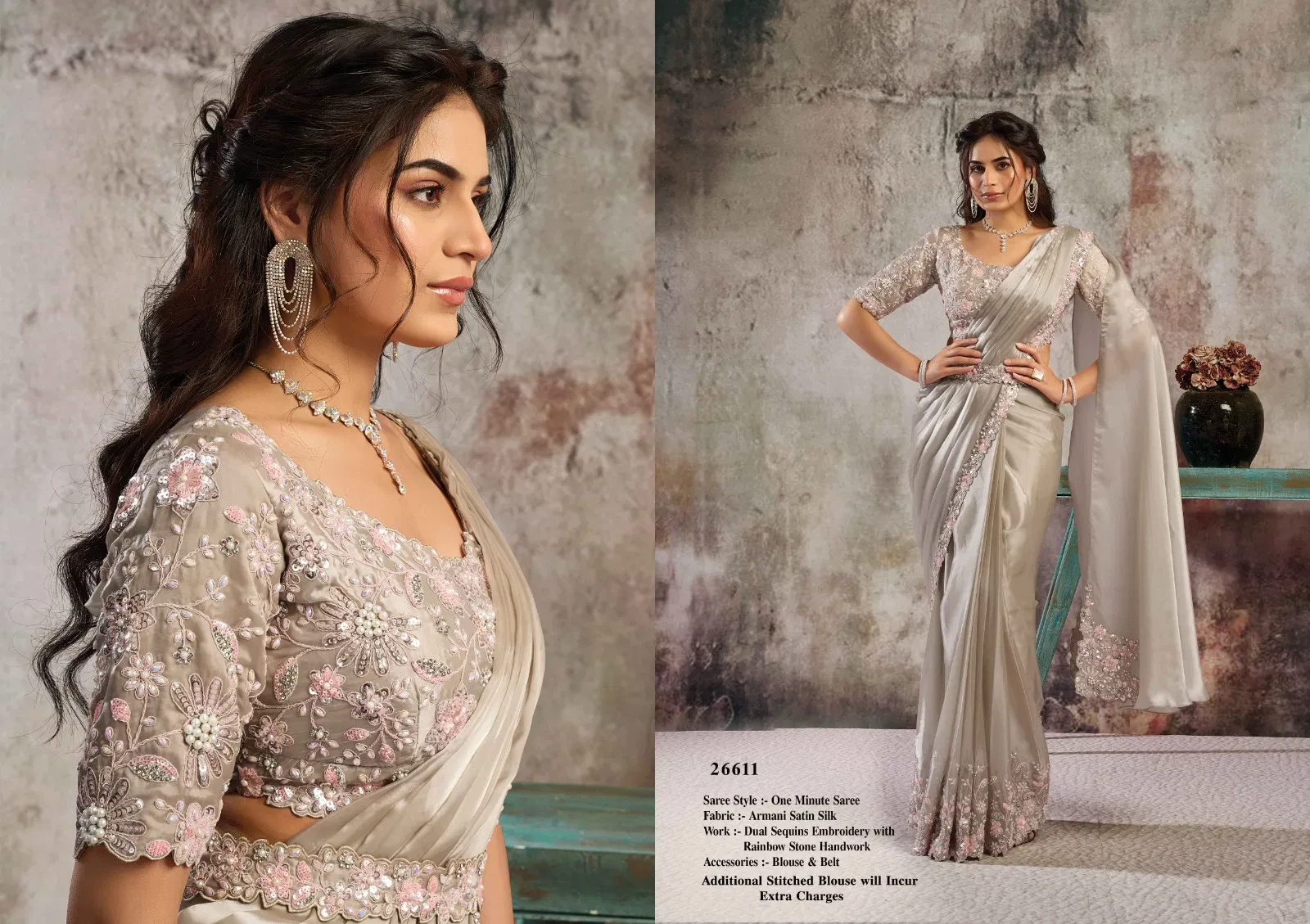 Mahotsav Selene Organza Silk with Embroidery Ready to Wear Saree - Image 10