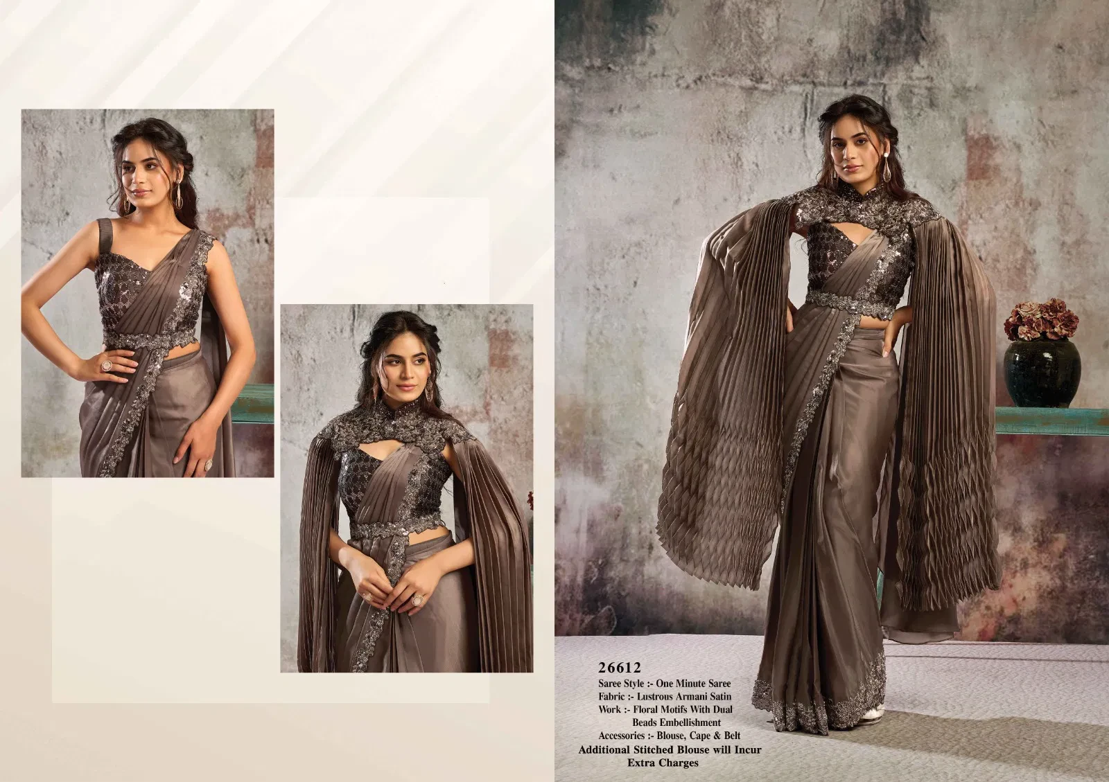 Mahotsav Selene Organza Silk with Embroidery Ready to Wear Saree - Image 11