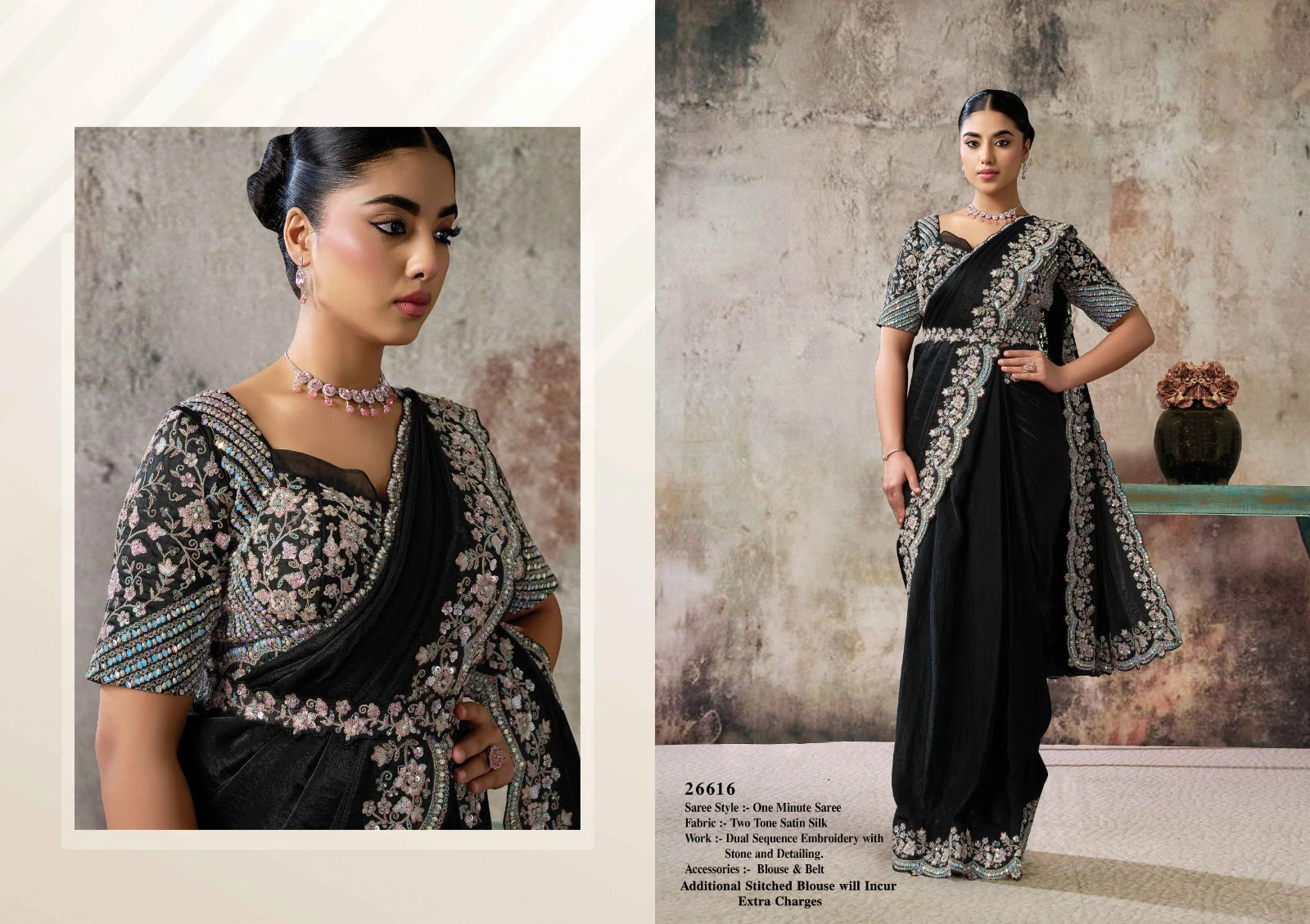 Mahotsav Selene Organza Silk with Embroidery Ready to Wear Saree - Image 18