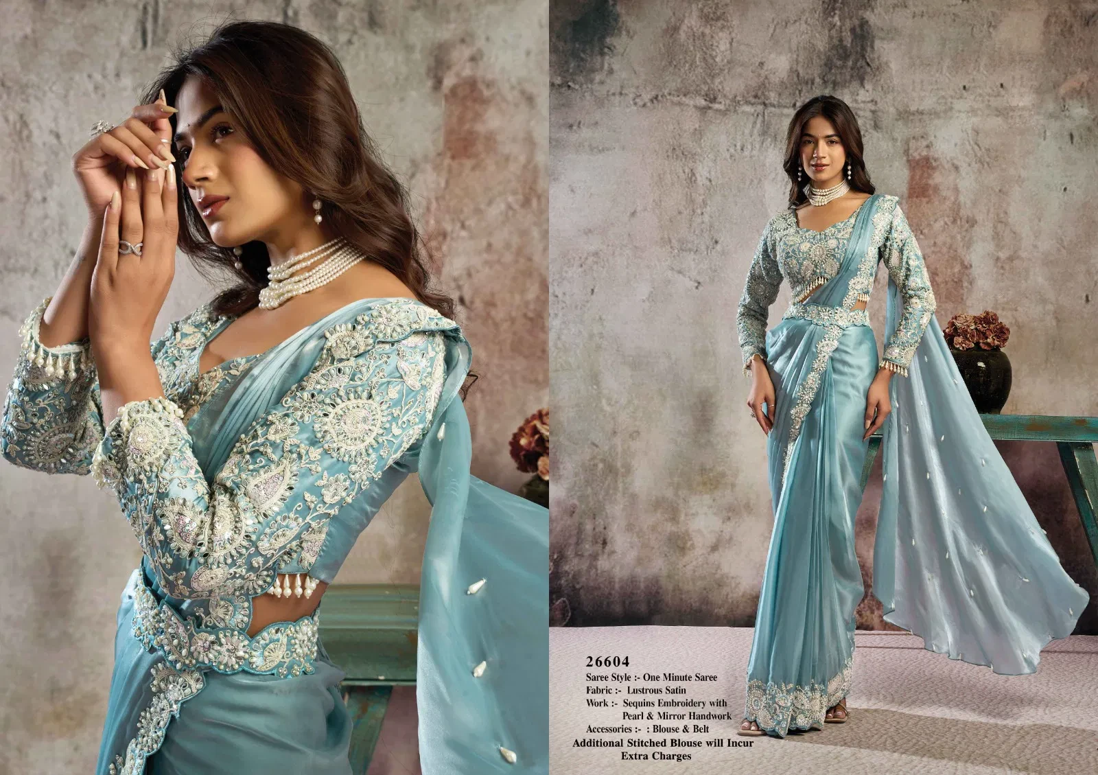 Mahotsav Selene Organza Silk with Embroidery Ready to Wear Saree - Image 26