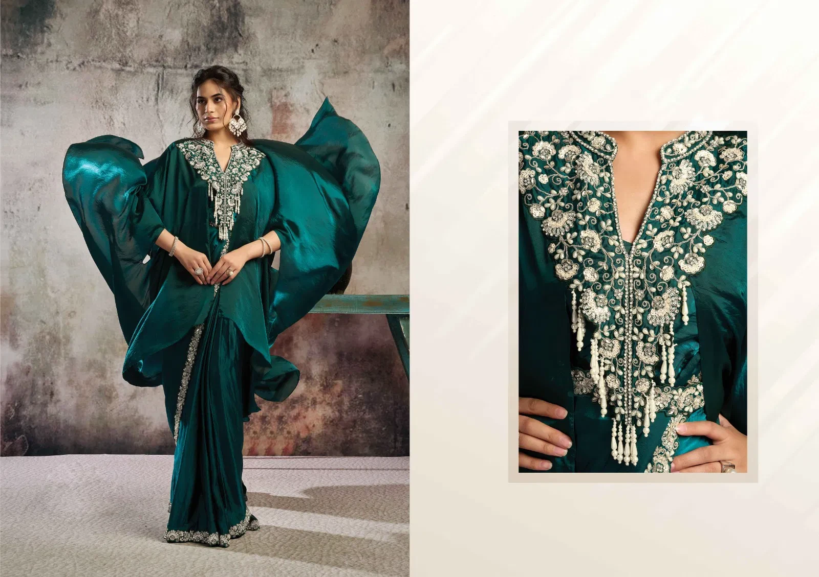 Mahotsav Selene Organza Silk with Embroidery Ready to Wear Saree - Image 3