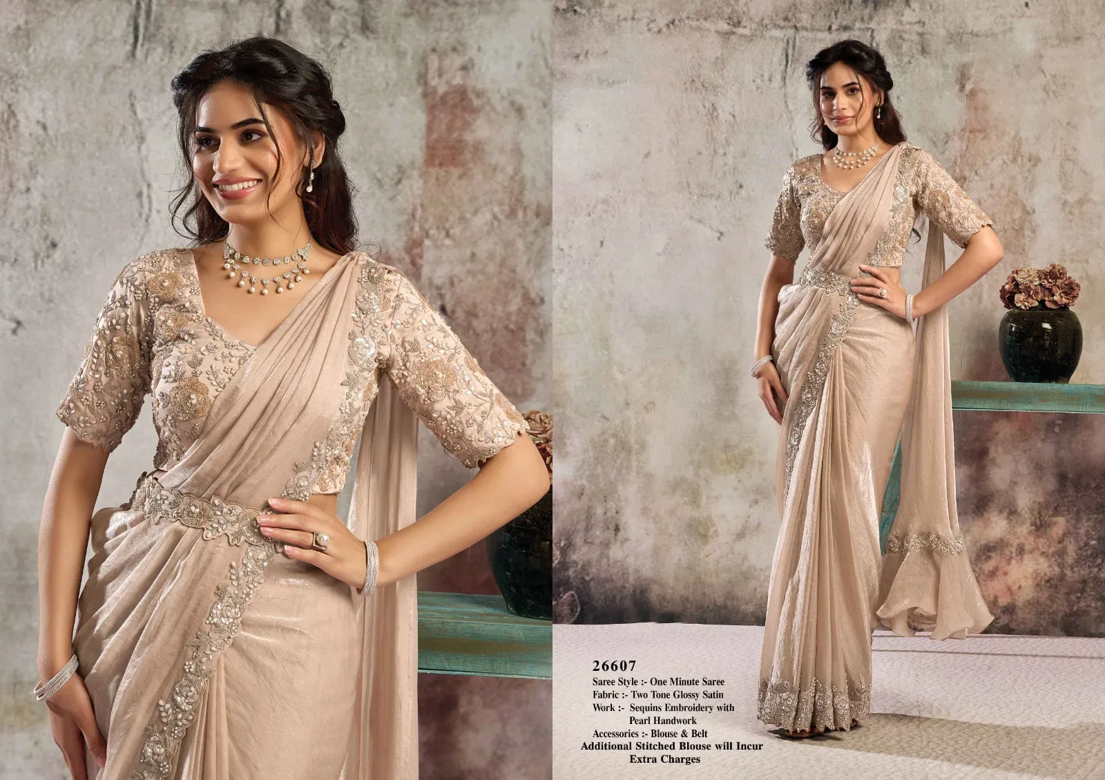 Mahotsav Selene Organza Silk with Embroidery Ready to Wear Saree - Image 4