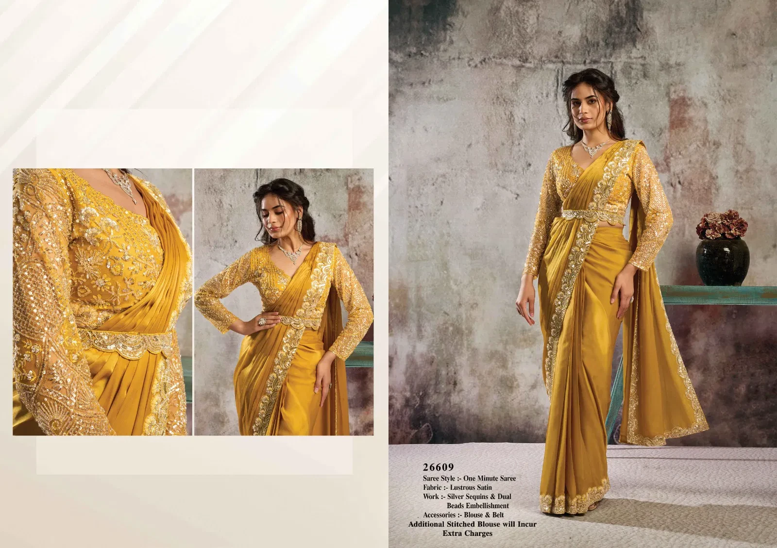 Mahotsav Selene Organza Silk with Embroidery Ready to Wear Saree - Image 8