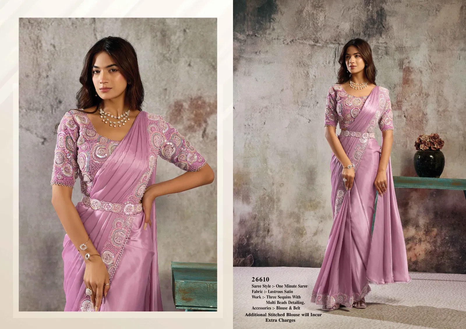 Mahotsav Selene Organza Silk with Embroidery Ready to Wear Saree - Image 9