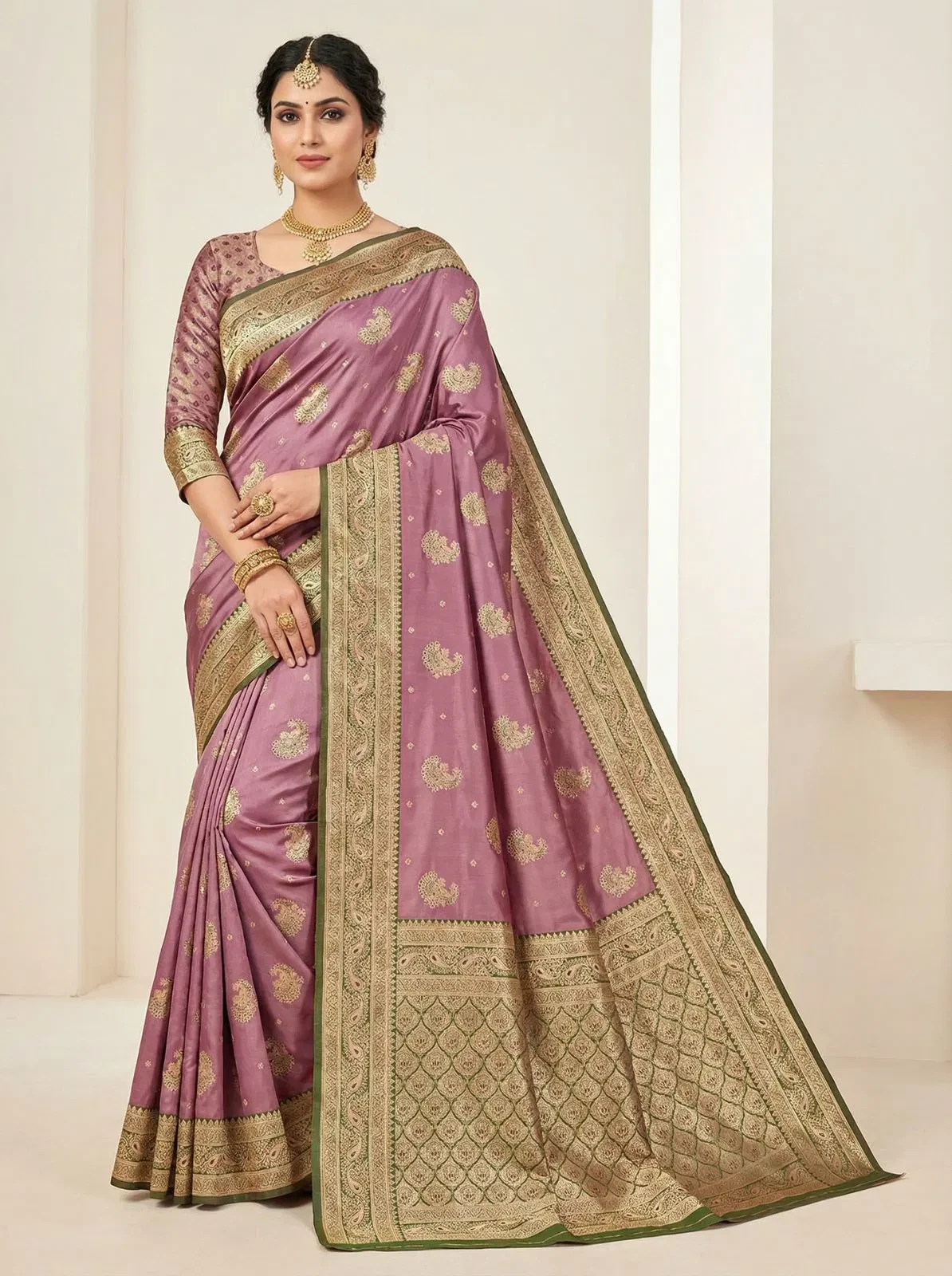 Mb 13 Satin Zari Motifs Festival Wear Saree Collection - Image 2