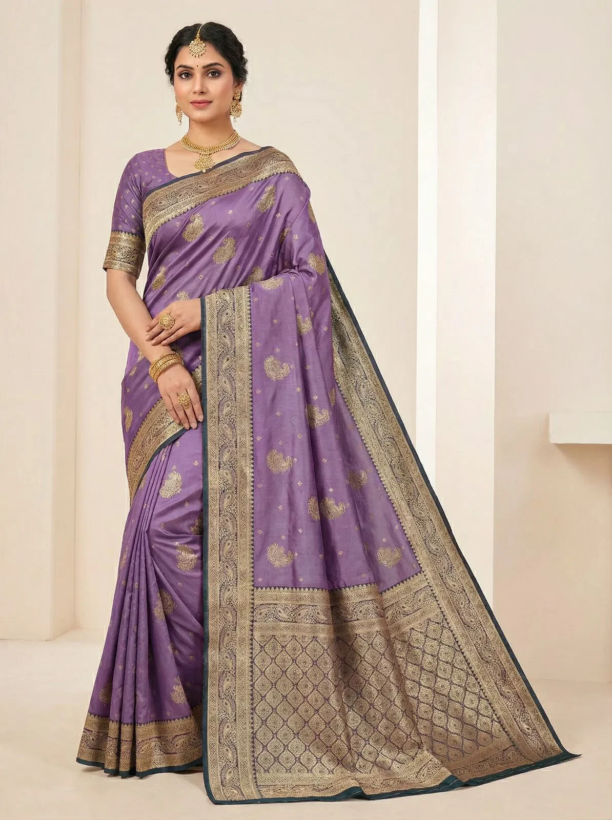 Mb 13 Satin Zari Motifs Festival Wear Saree Collection - Image 4