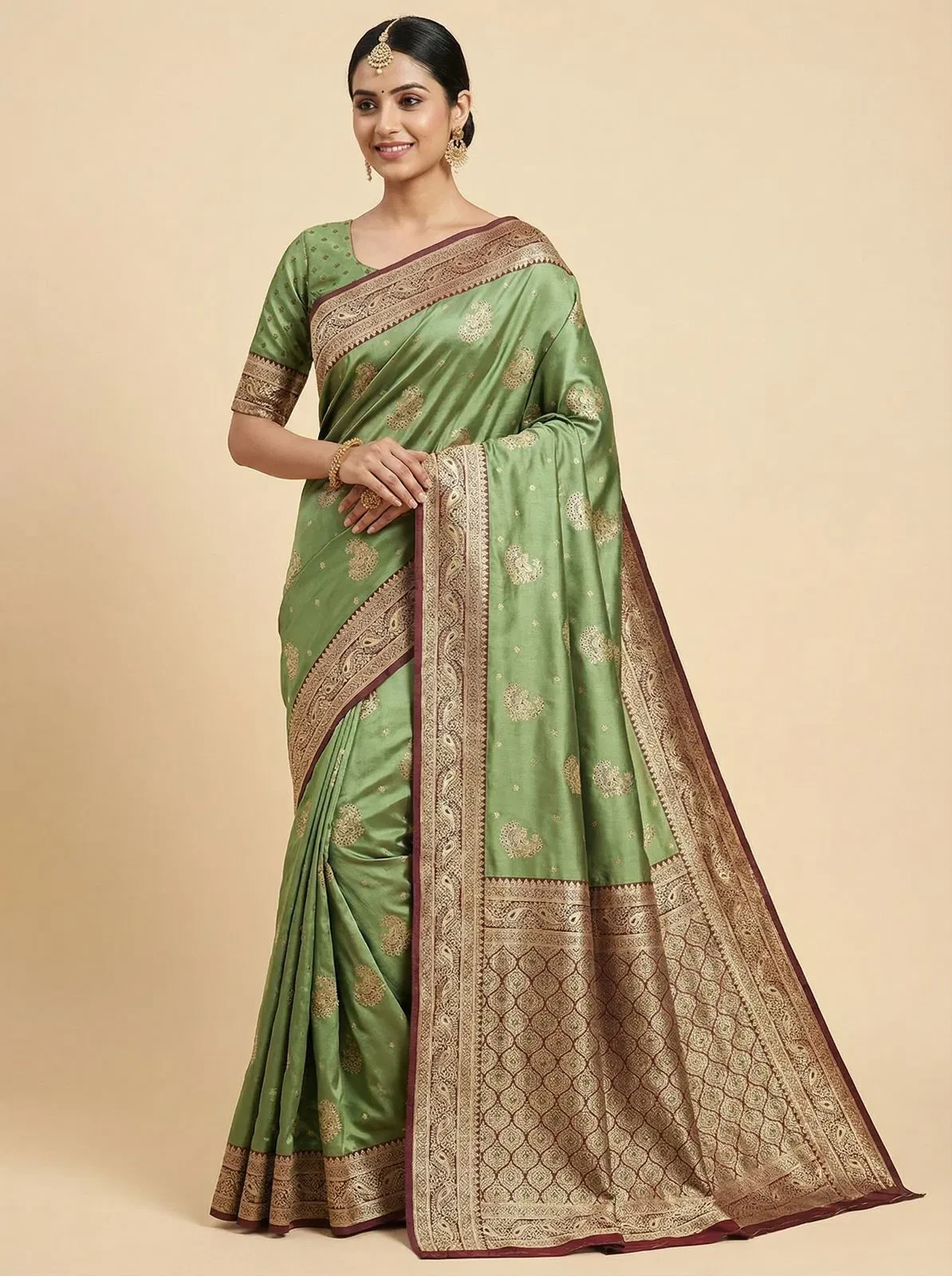 Mb 13 Satin Zari Motifs Festival Wear Saree Collection - Image 5