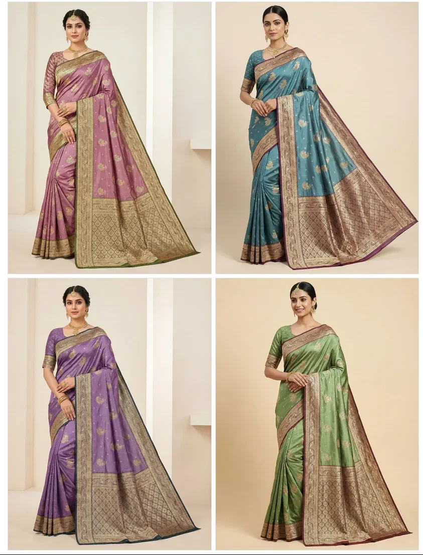 Mb 13 Satin Zari Motifs Festival Wear Saree Collection - Image 6