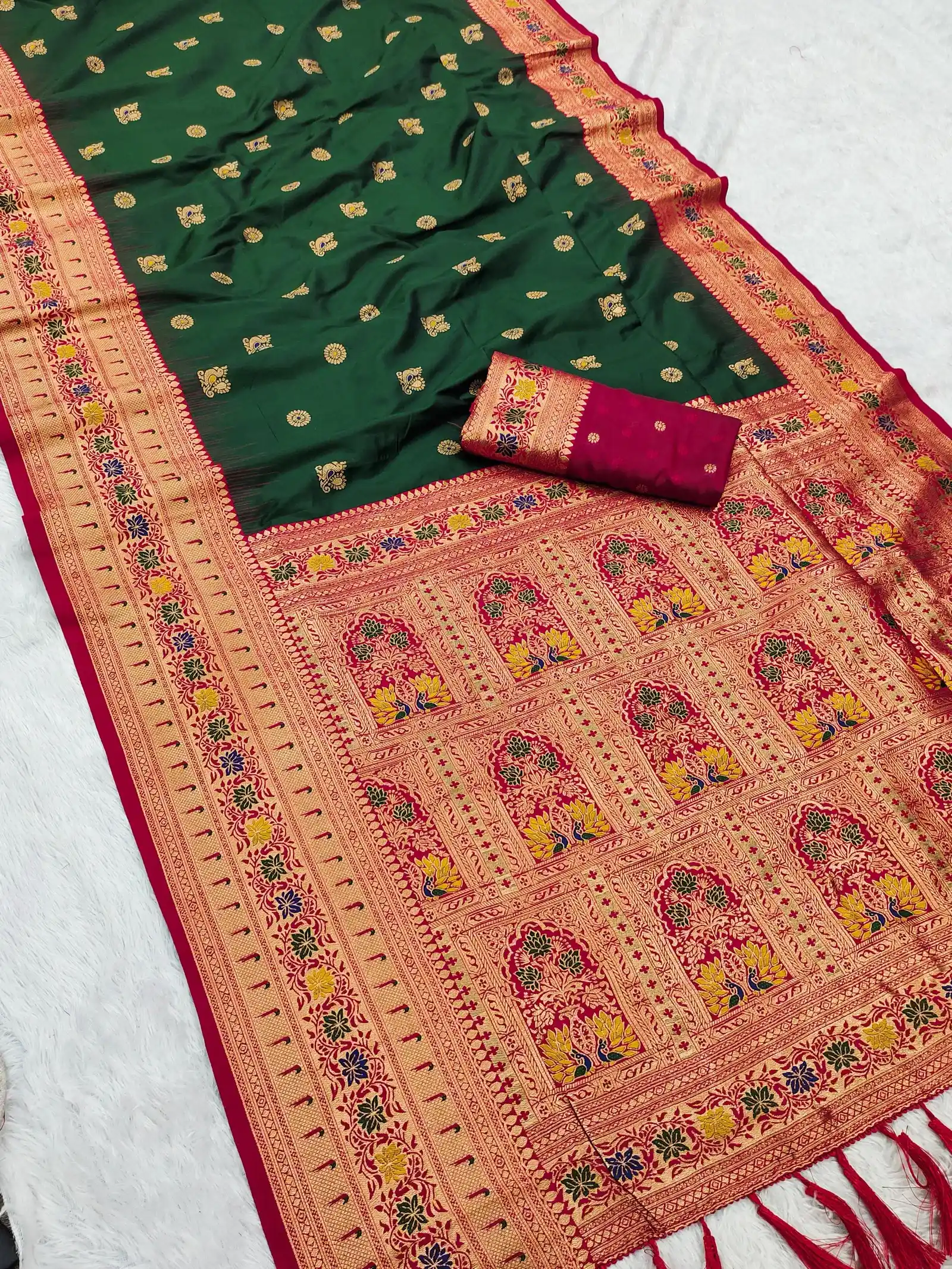 Mb 18 Ajanta Lotus Floral Motifs Paithani Silk Saree Collection