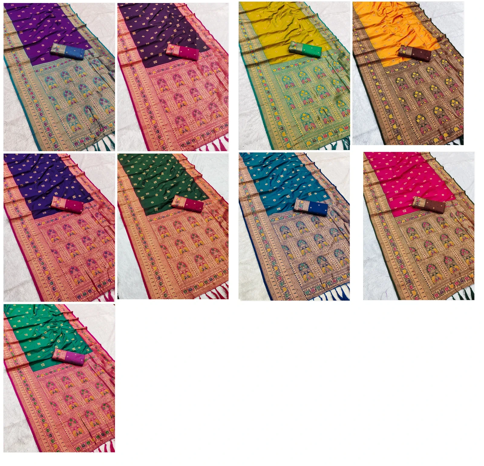 Mb 18 Ajanta Lotus Floral Motifs Paithani Silk Saree Collection - Image 3