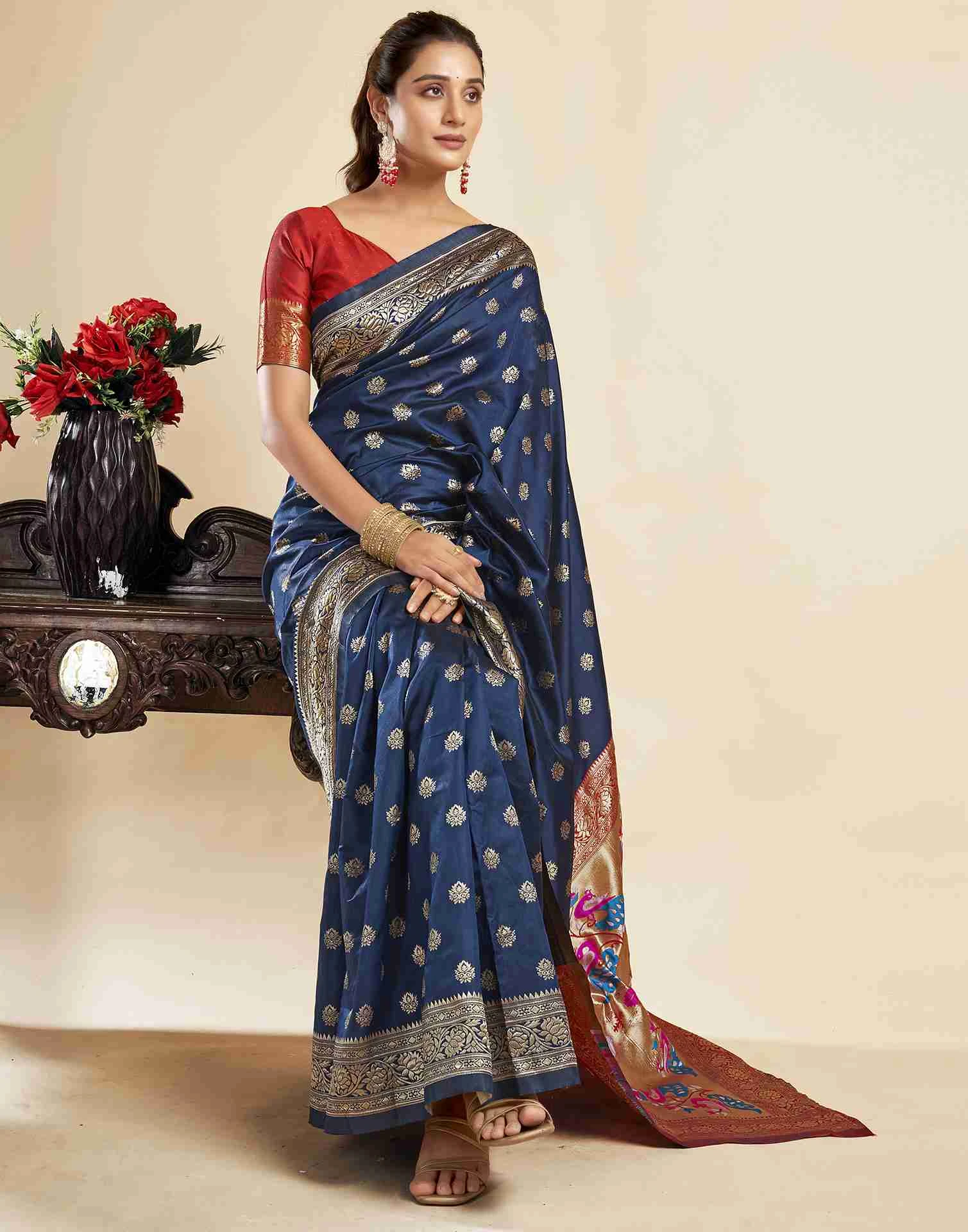 P 205 Silk Woven Work Festival Wear Saree Collection - Image 13