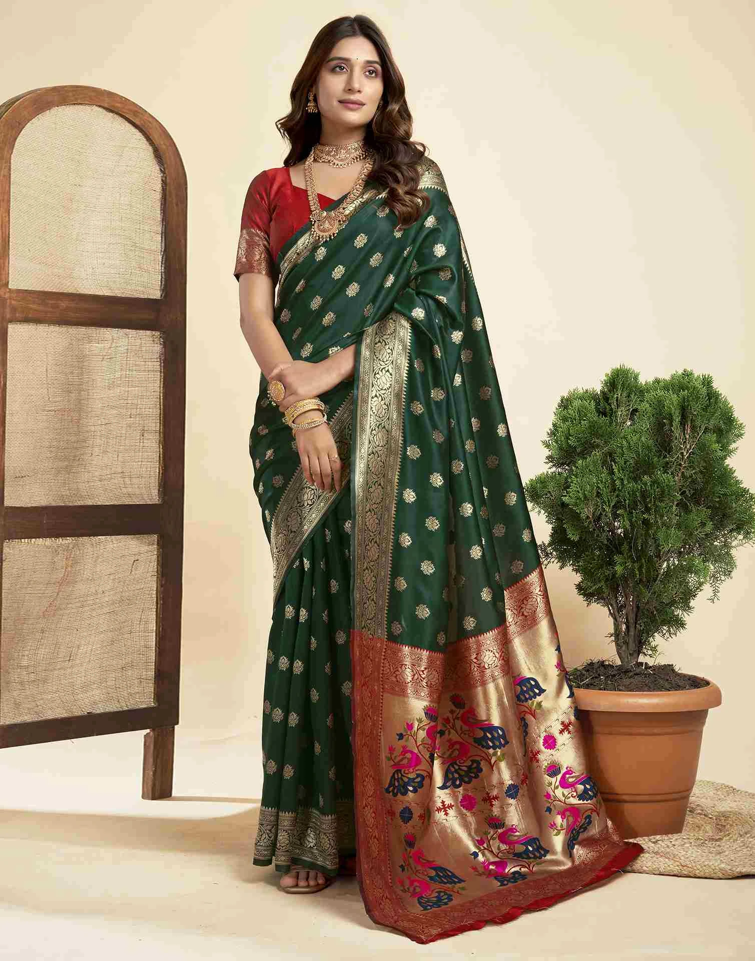P 205 Silk Woven Work Festival Wear Saree Collection - Image 2