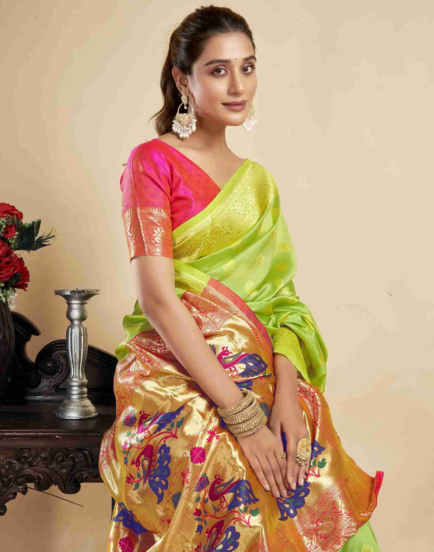 P 205 Silk Woven Work Festival Wear Saree Collection - Image 3