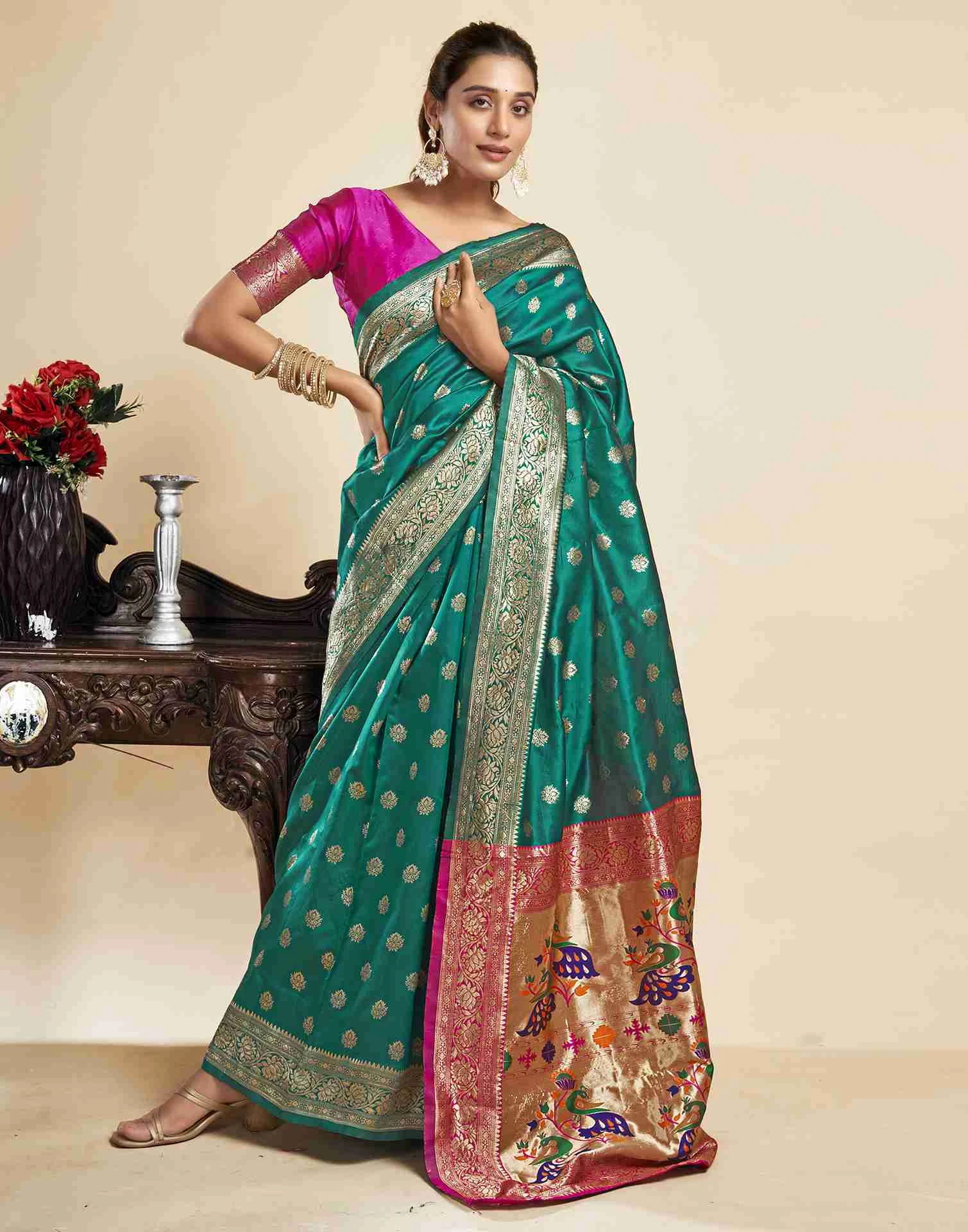 P 205 Silk Woven Work Festival Wear Saree Collection - Image 5