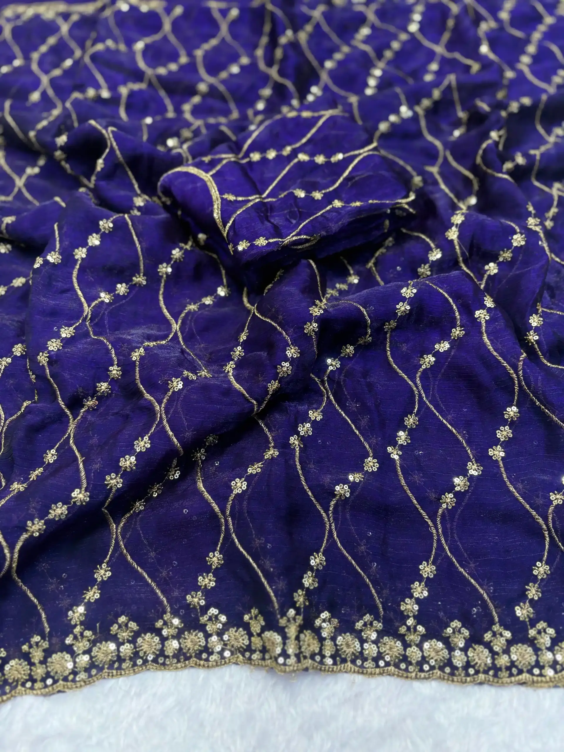 Pallavi Arhaaam Chiffon Sequence Wedding Wear Saree - Image 2