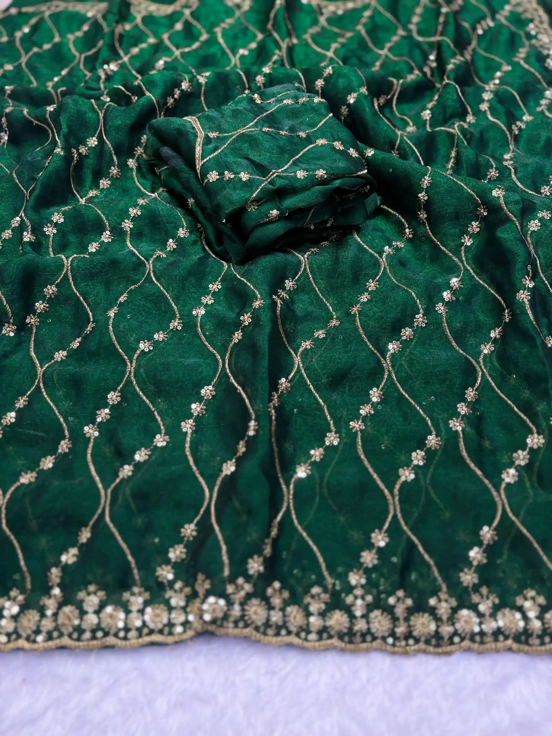 Pallavi Arhaaam Chiffon Sequence Wedding Wear Saree - Image 3