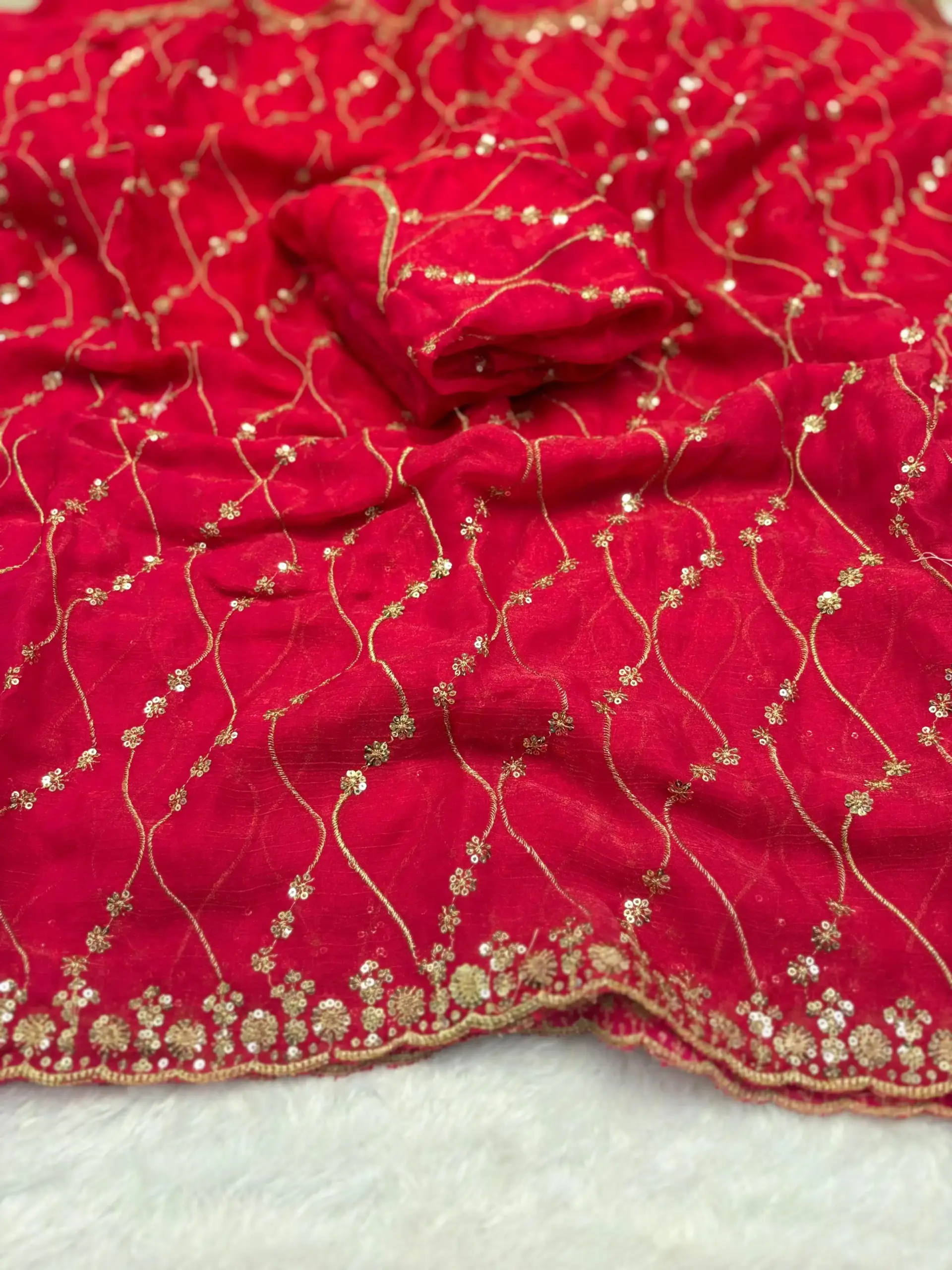 Pallavi Arhaaam Chiffon Sequence Wedding Wear Saree - Image 6