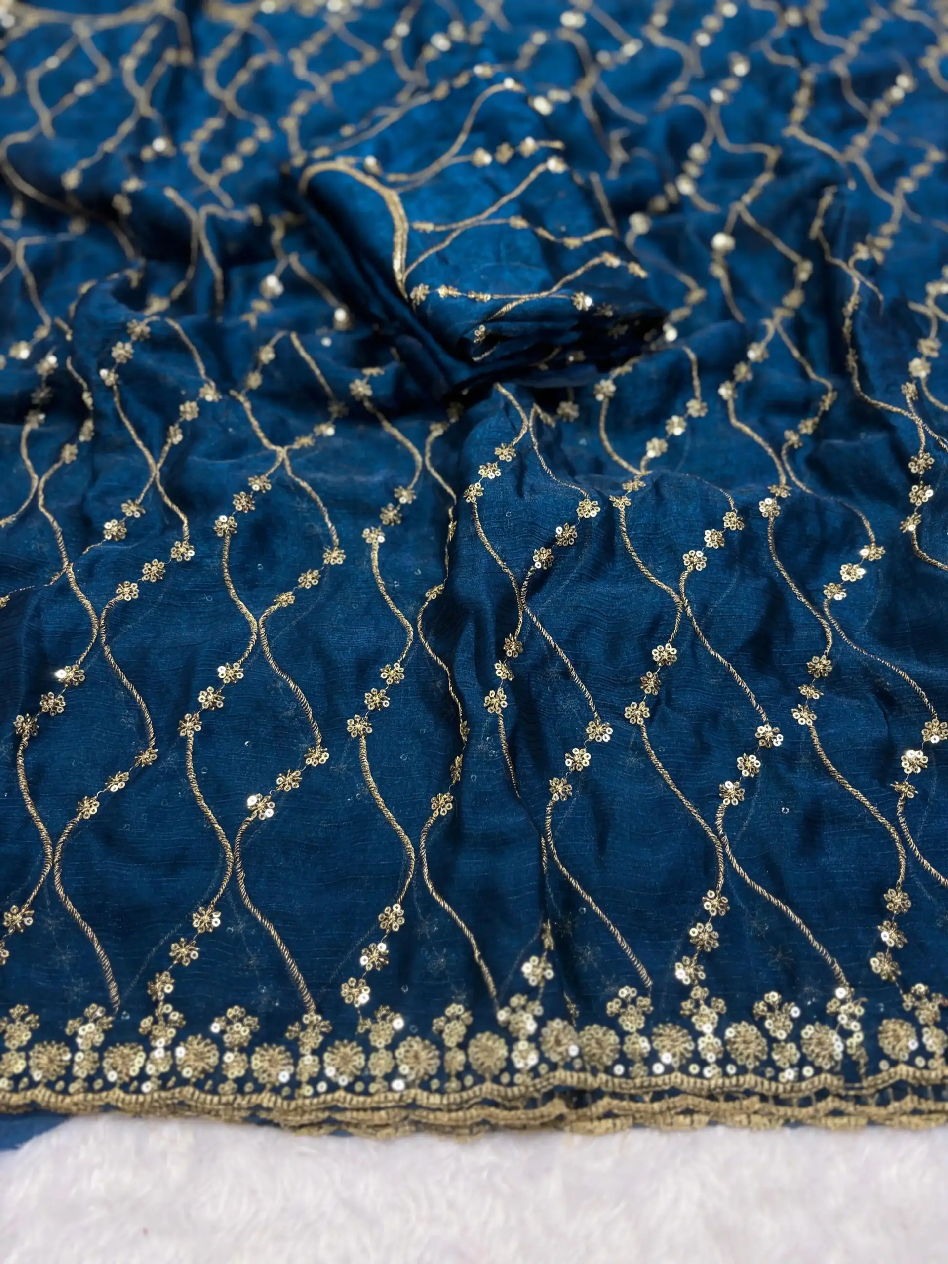 Pallavi Arhaaam Chiffon Sequence Wedding Wear Saree - Image 7