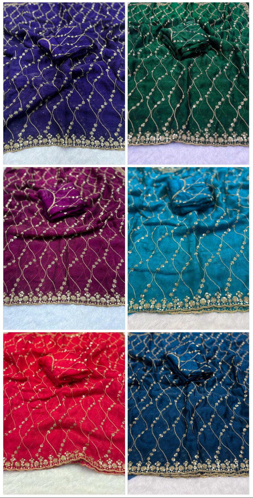 Pallavi Arhaaam Chiffon Sequence Wedding Wear Saree - Image 8