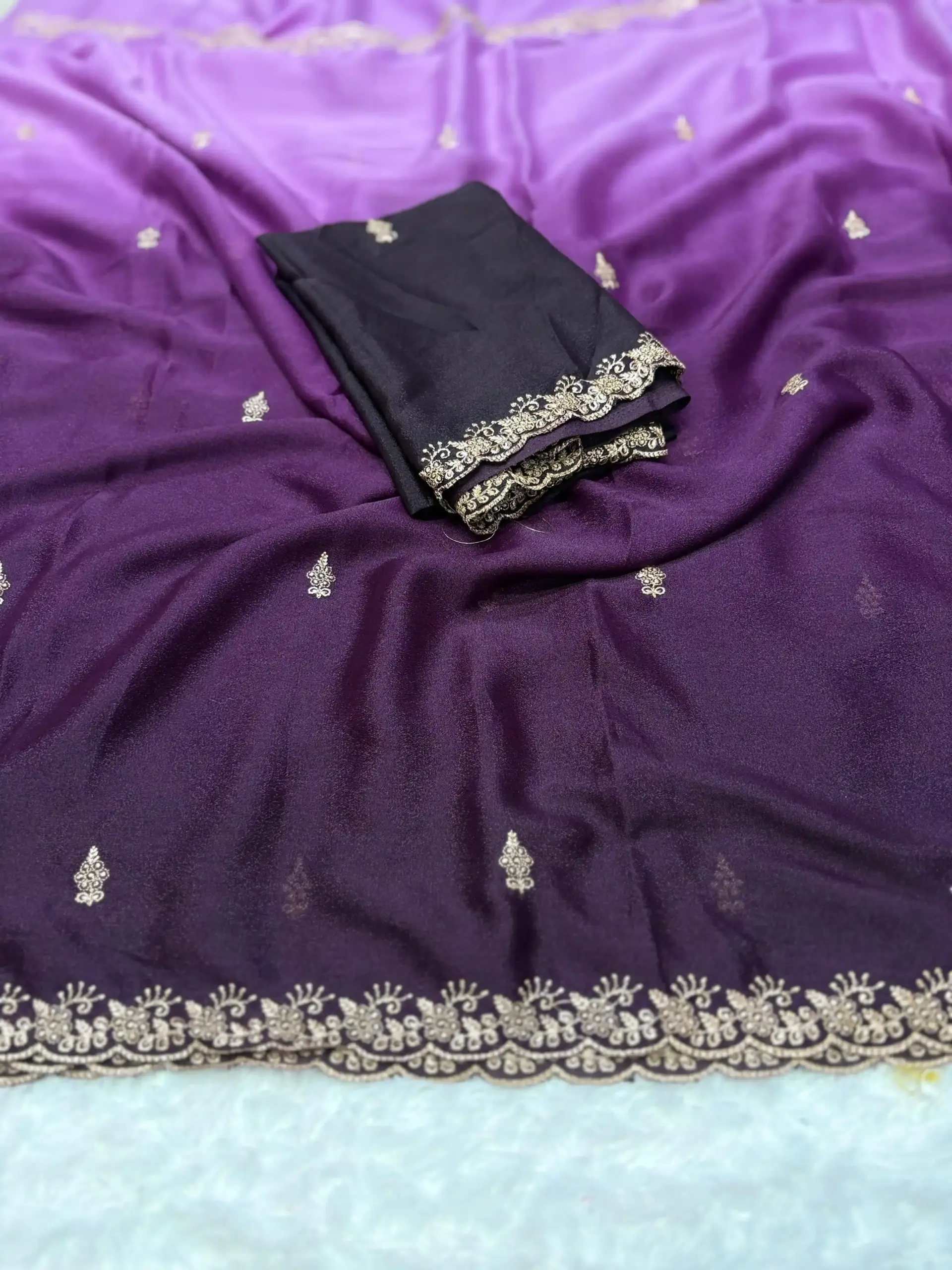 Paris Arhaam Georgette Embriodery Bollywood Saree Collection - Image 5