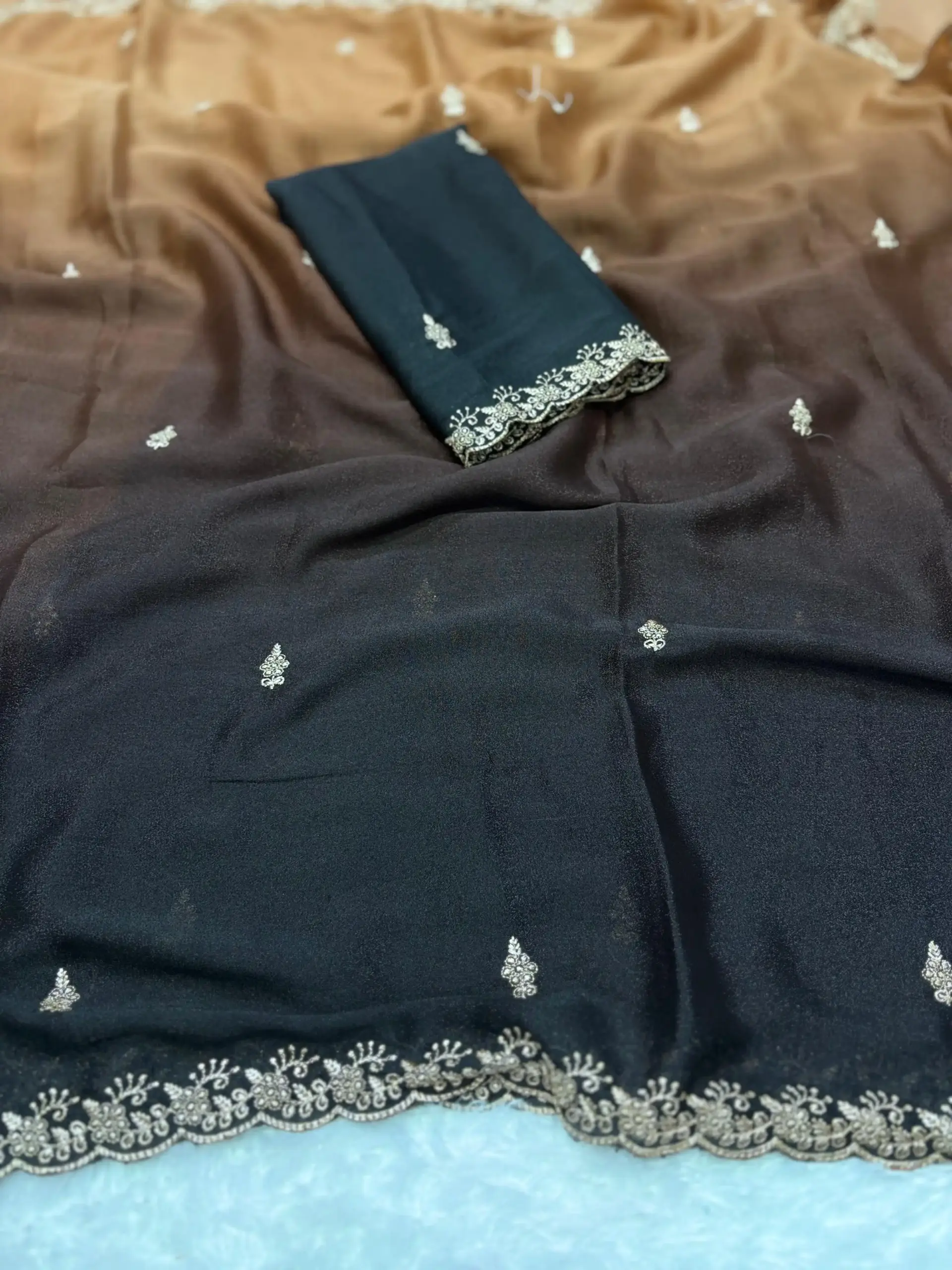 Paris Arhaam Georgette Embriodery Bollywood Saree Collection - Image 7